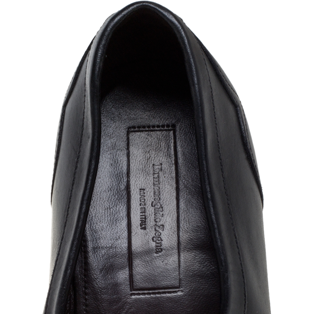 Ermenegildo Zegna Black Leather Penny Loafers Size 45