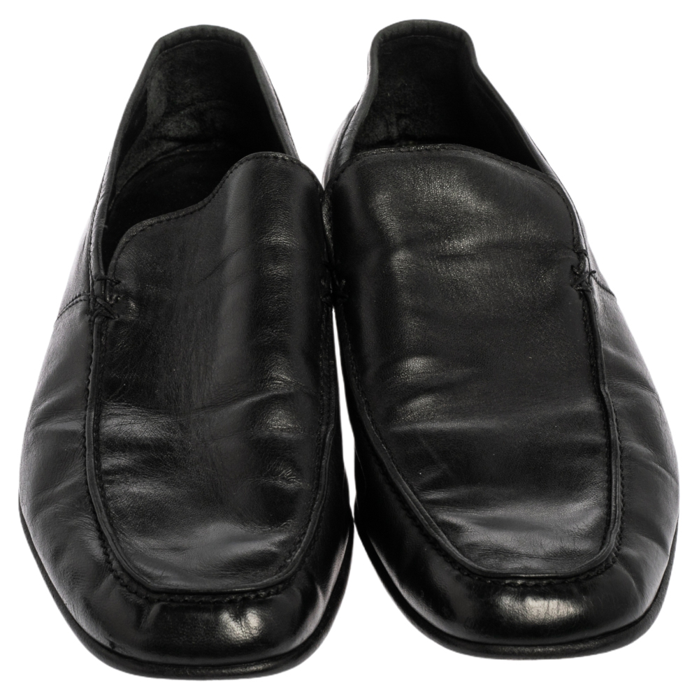 Ermenegildo Zegna Black Leather Slip On  Loafers Size 43.5