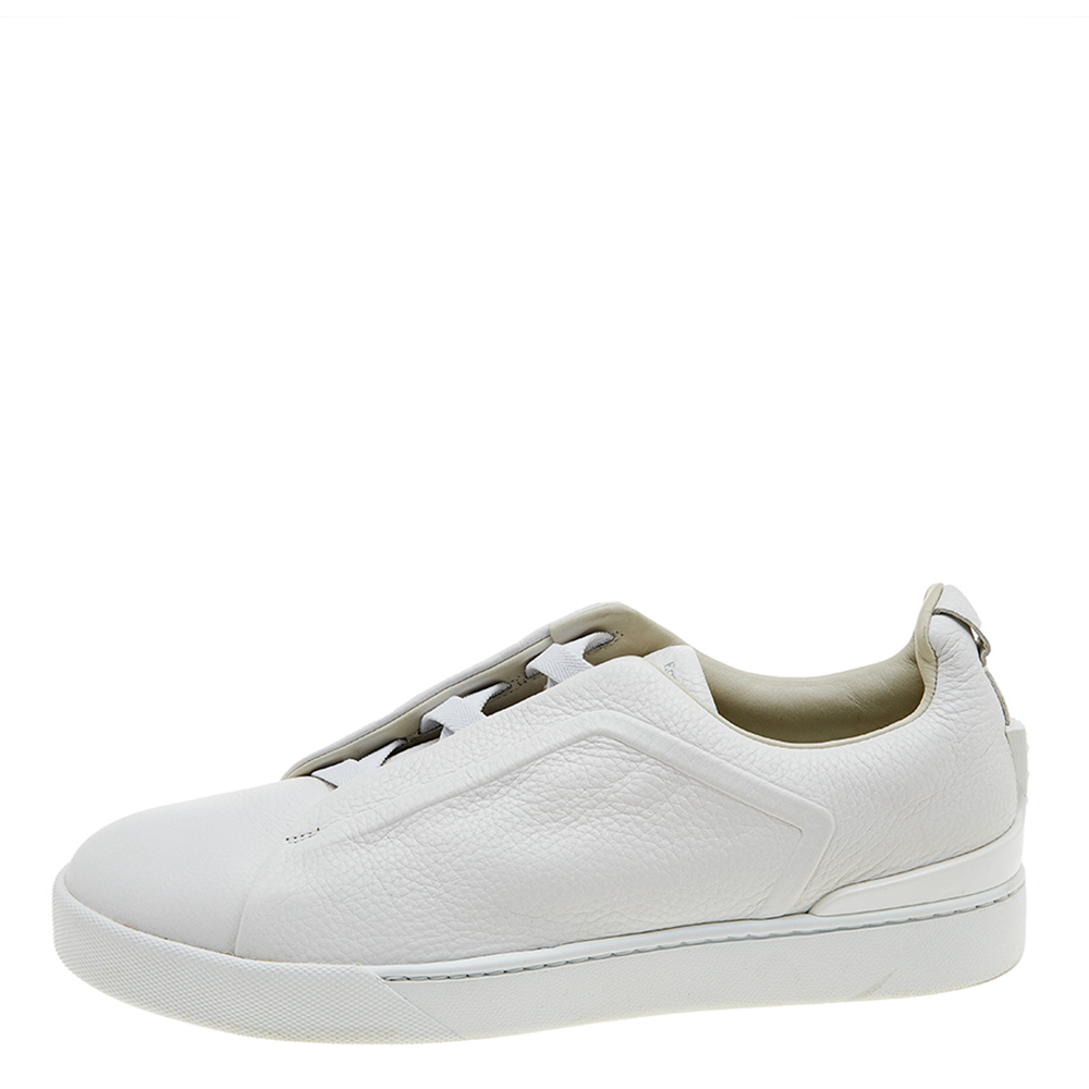 

Ermenegildo Zegna Couture White Leather Triple Stitch Low Top Sneakers Size