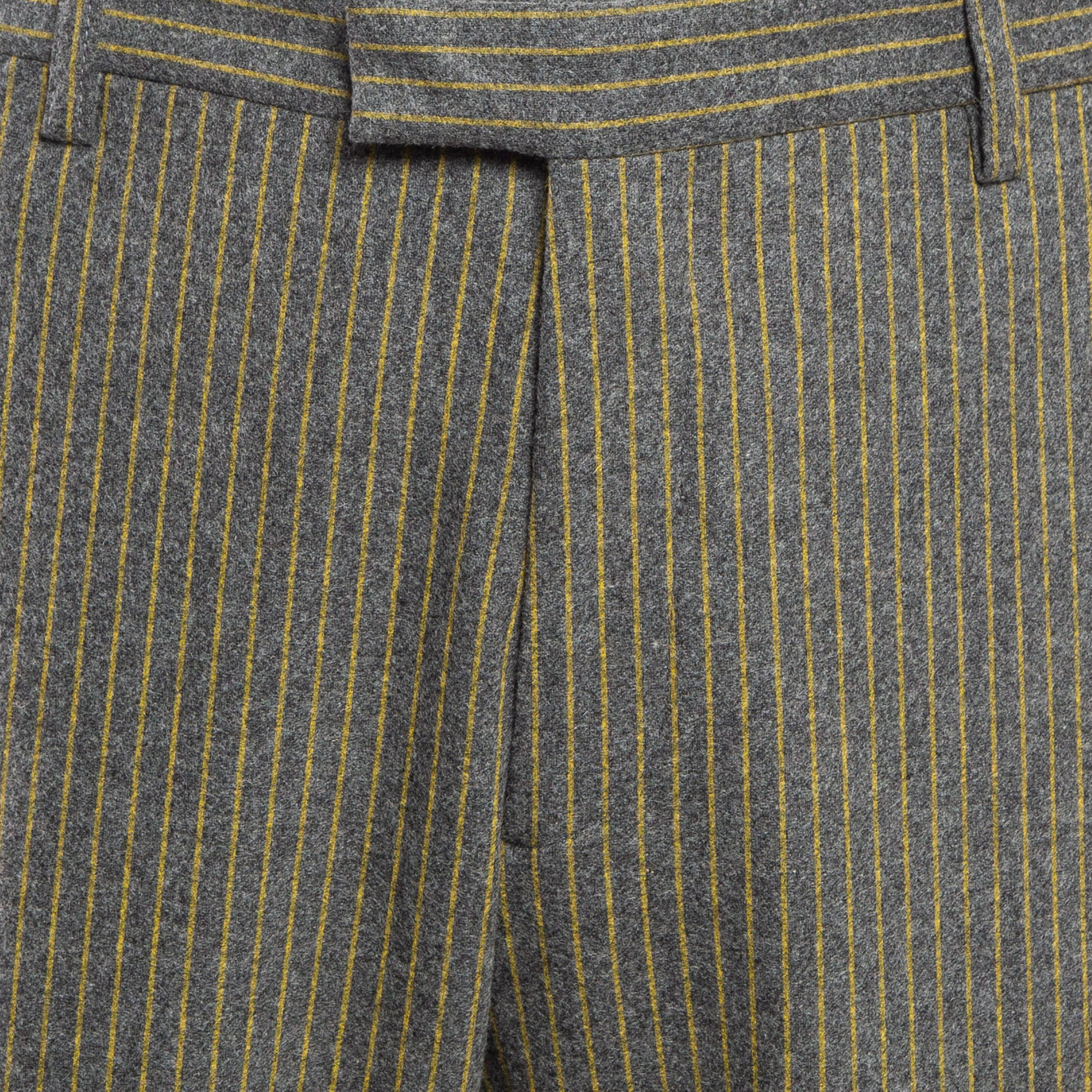 Etro Grey Pinstripe Wool Blend Trousers XXXL