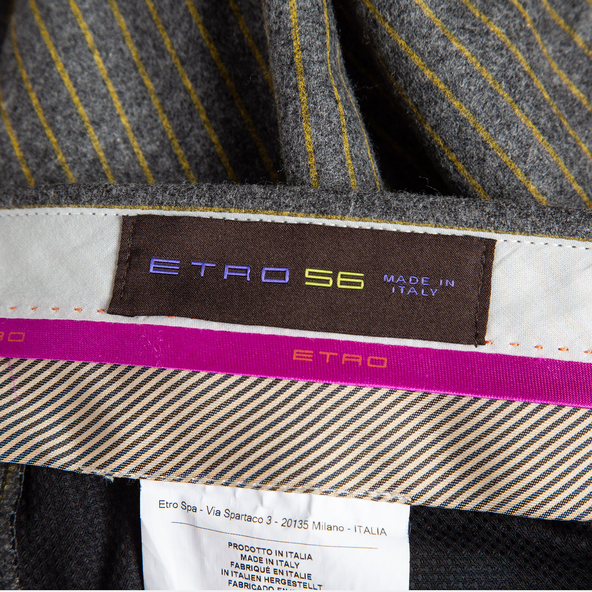 Etro Grey Pinstripe Wool Blend Trousers XXXL