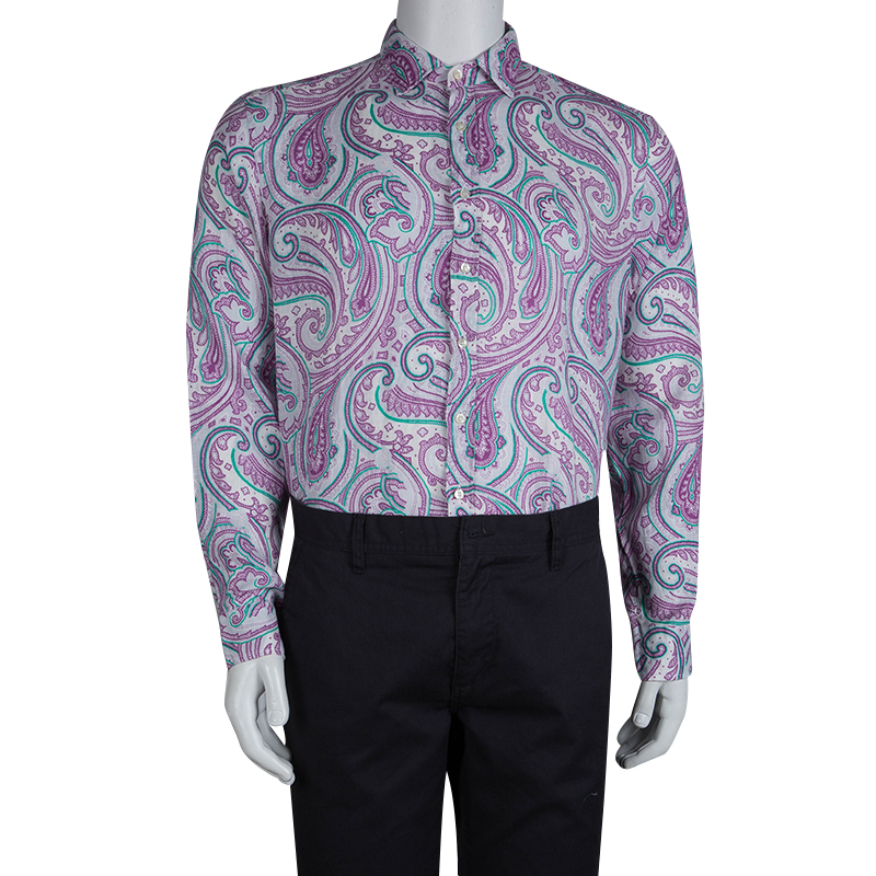 Etro White Paisley Printed Long Sleeve Buttondown Linen Shirt, Multicolor
Etro White Paisley Printed Long Sleeve Buttondown Linen Shirt, Multicolor