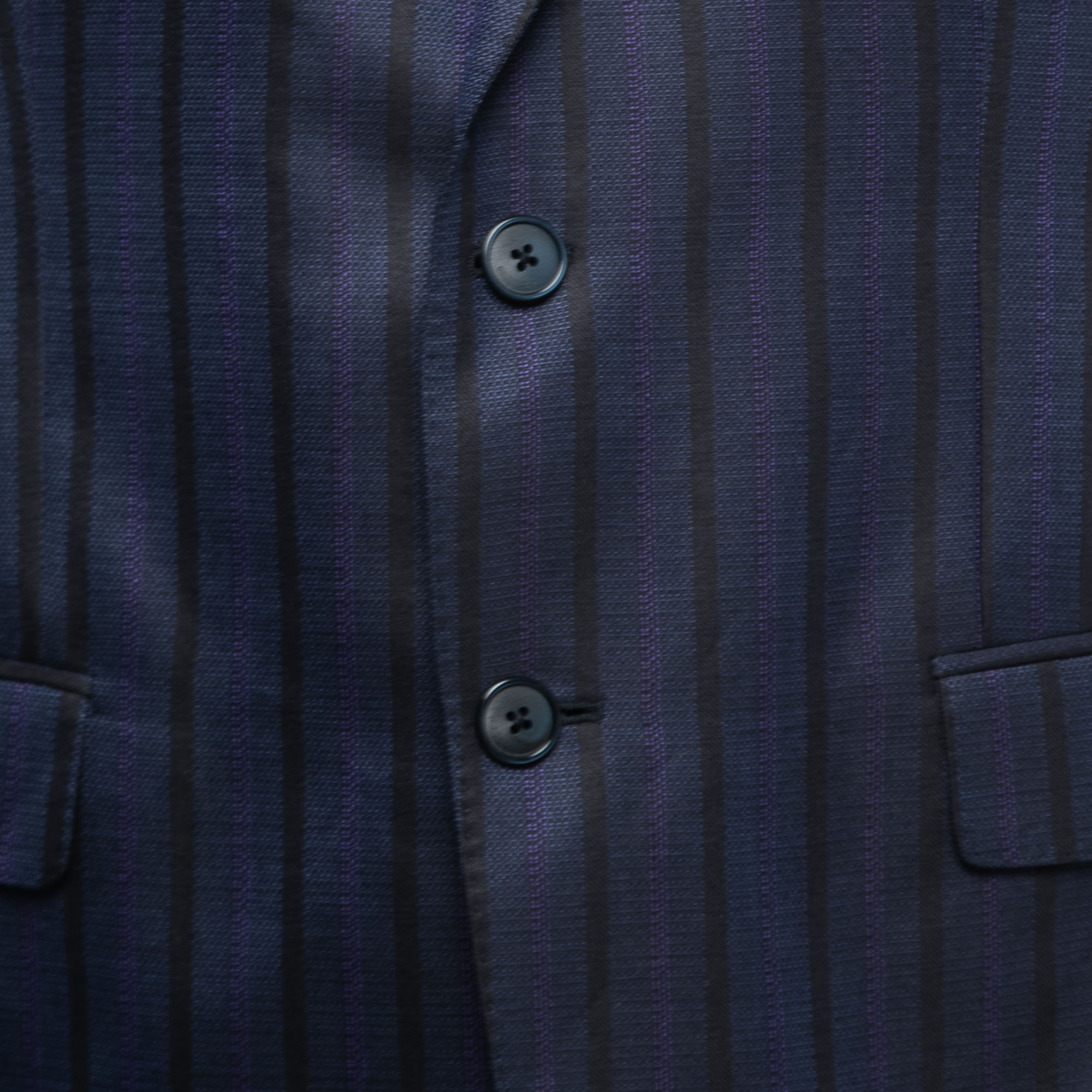 Etro Navy Blue Striped Wool Blend Single Breasted Blazer XL