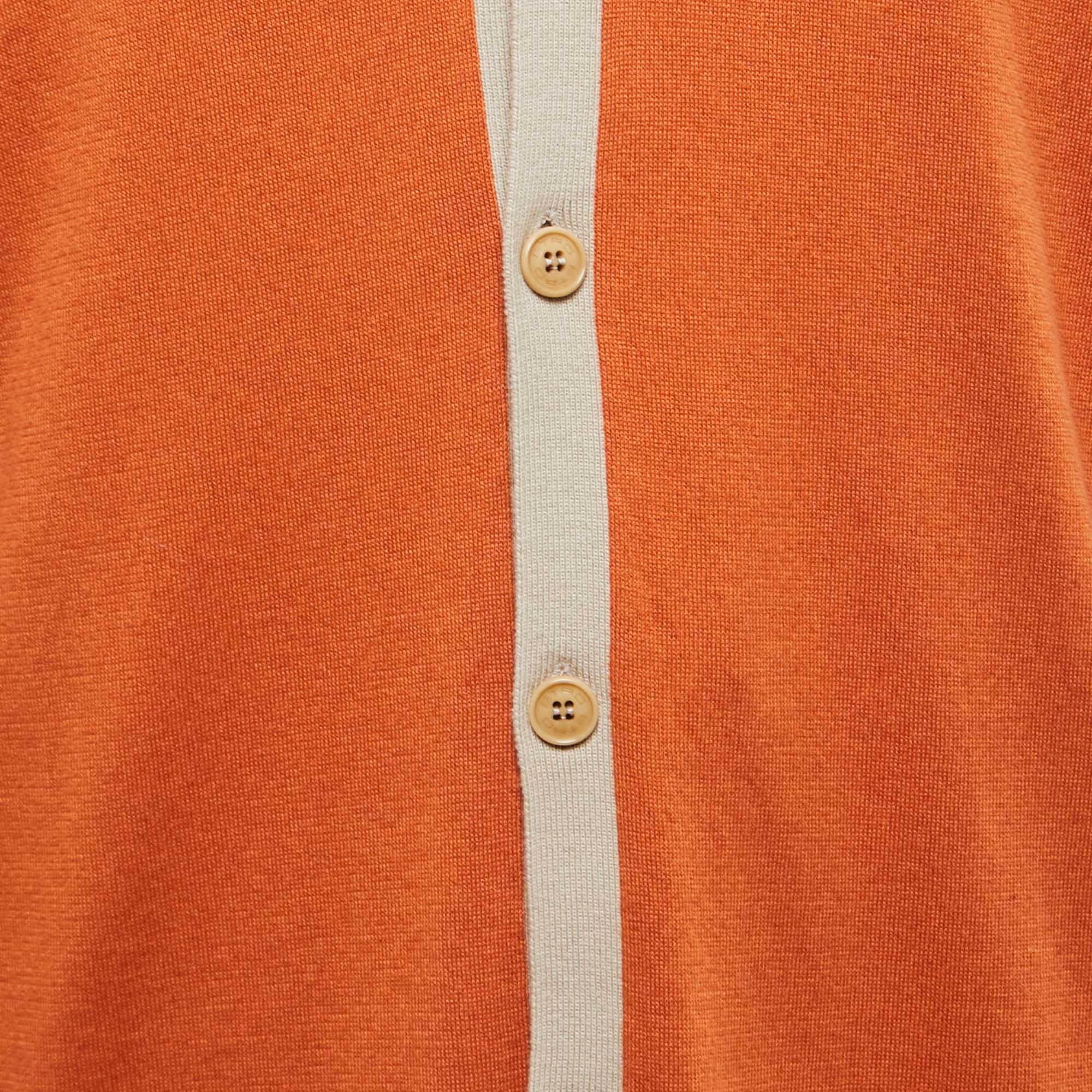 Etro Colorblock Faux Suede Panel Detail Button Front Cardigan 2XL