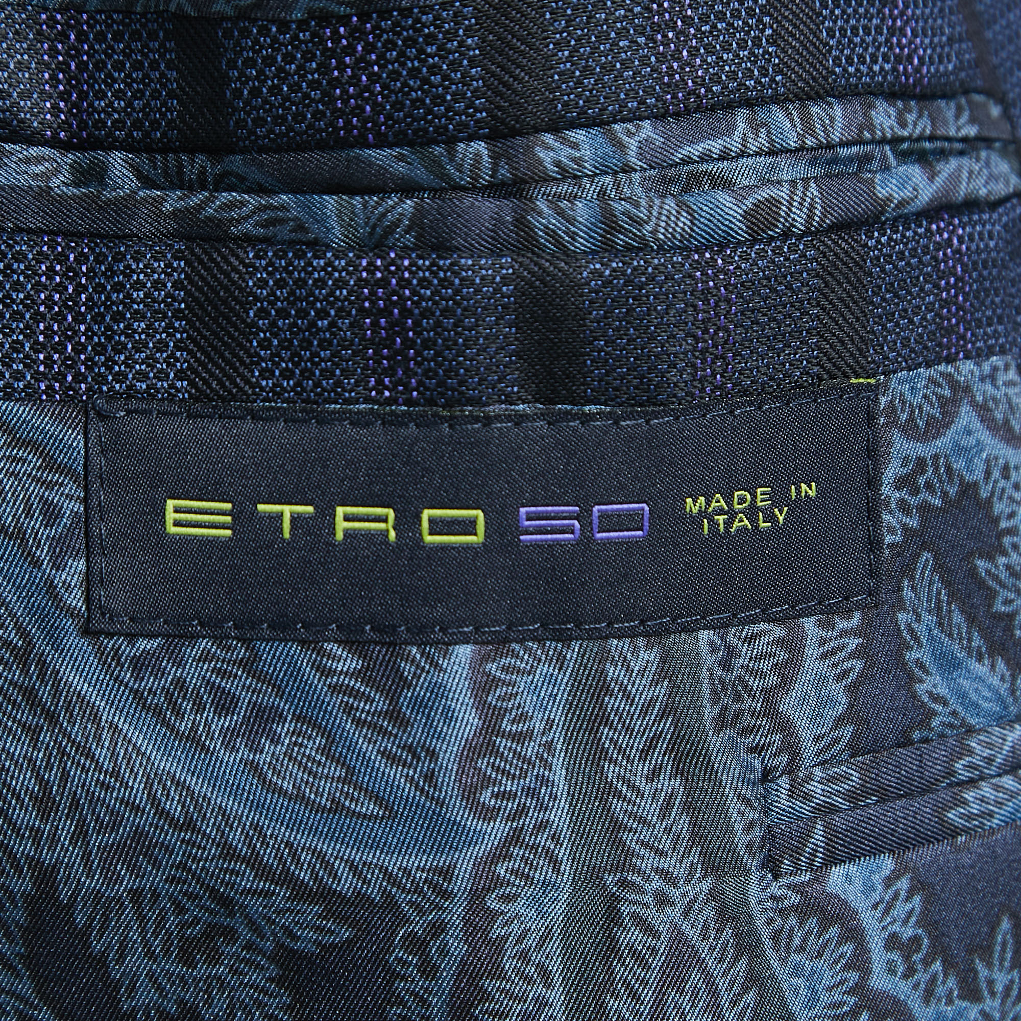 Etro Navy Blue Striped Wool Blend Single Breasted Blazer L