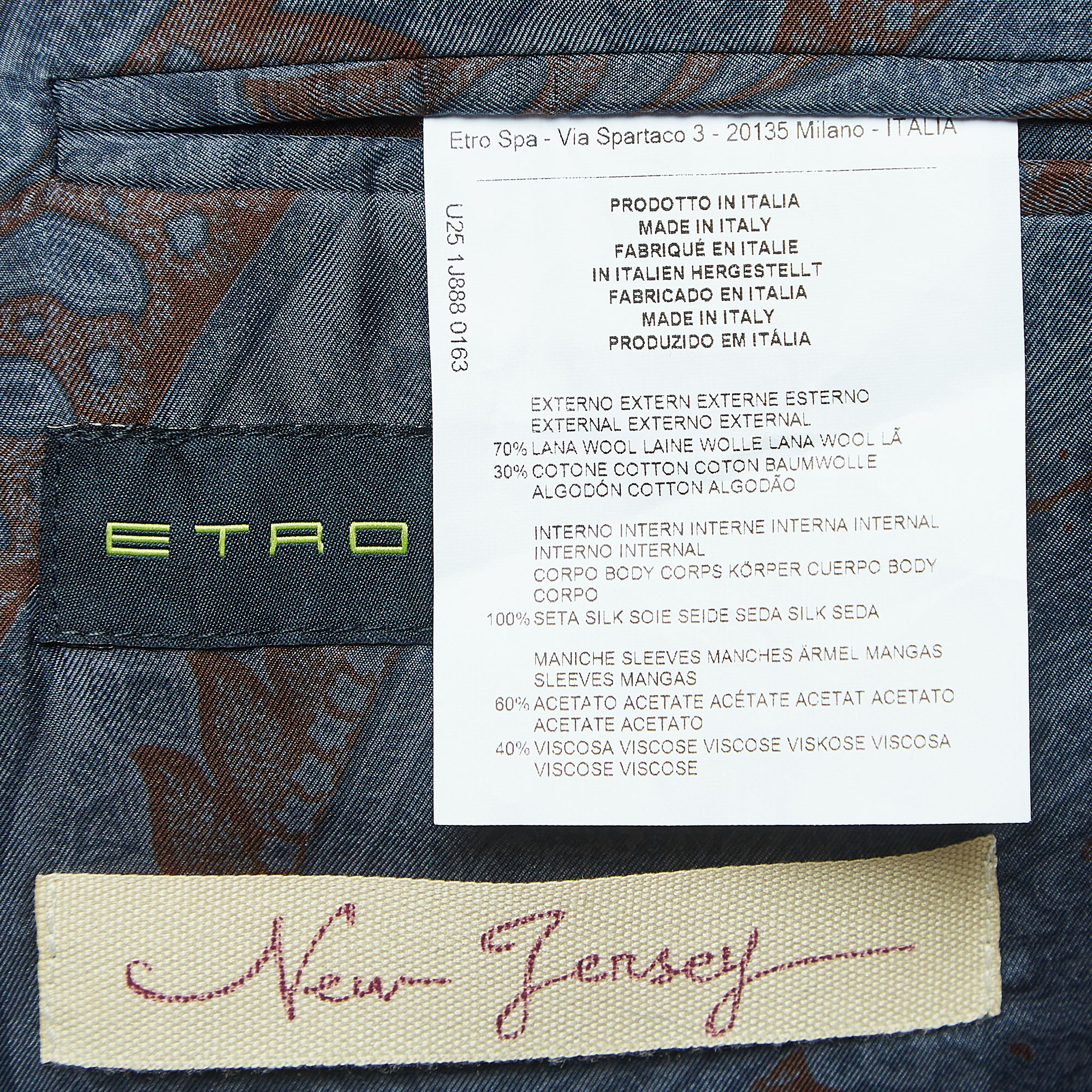 Etro Navy Blue Striped Patterned Wool Blend Double Breasted Blazer XL