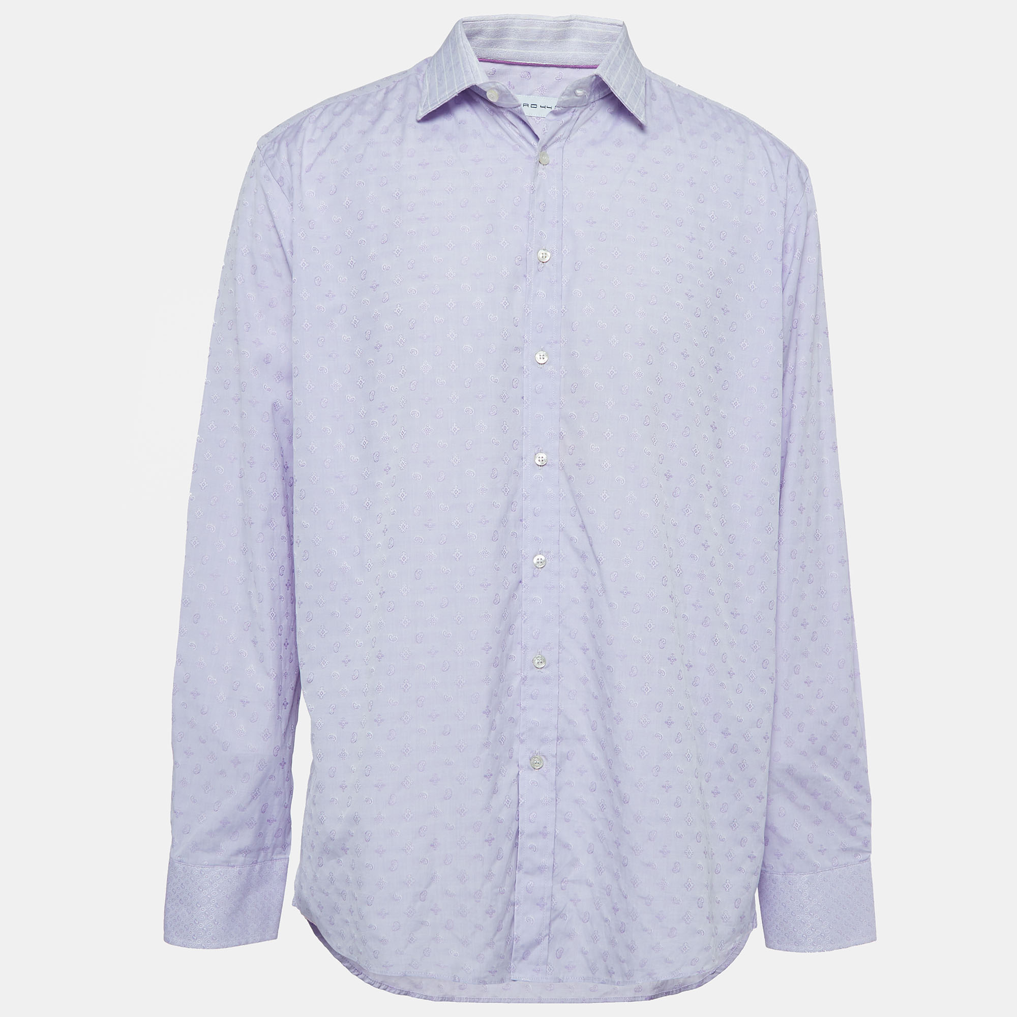 Etro purple paisley patterned cotton shirt xl