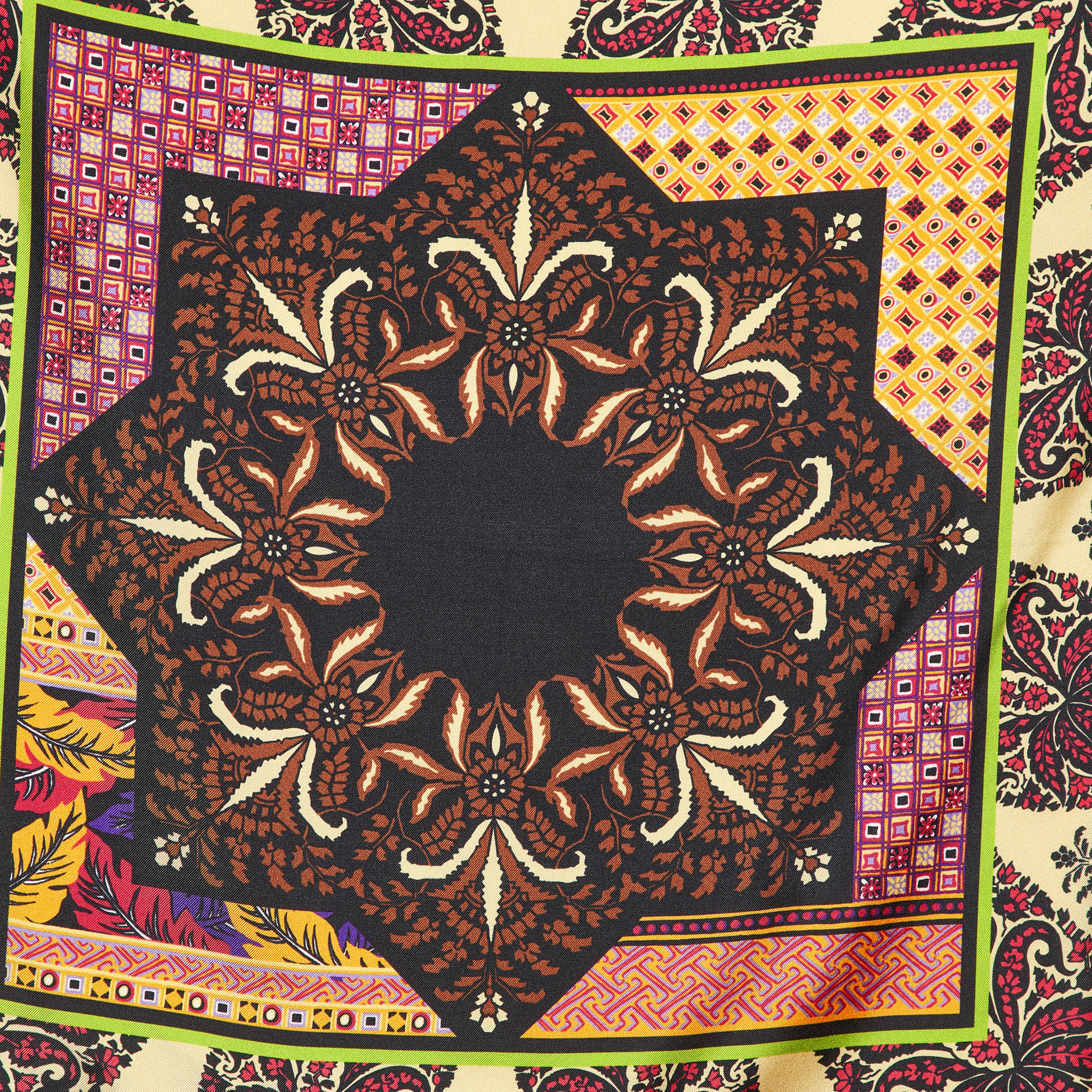 Etro Multicolor Printed Silk Pocket Square