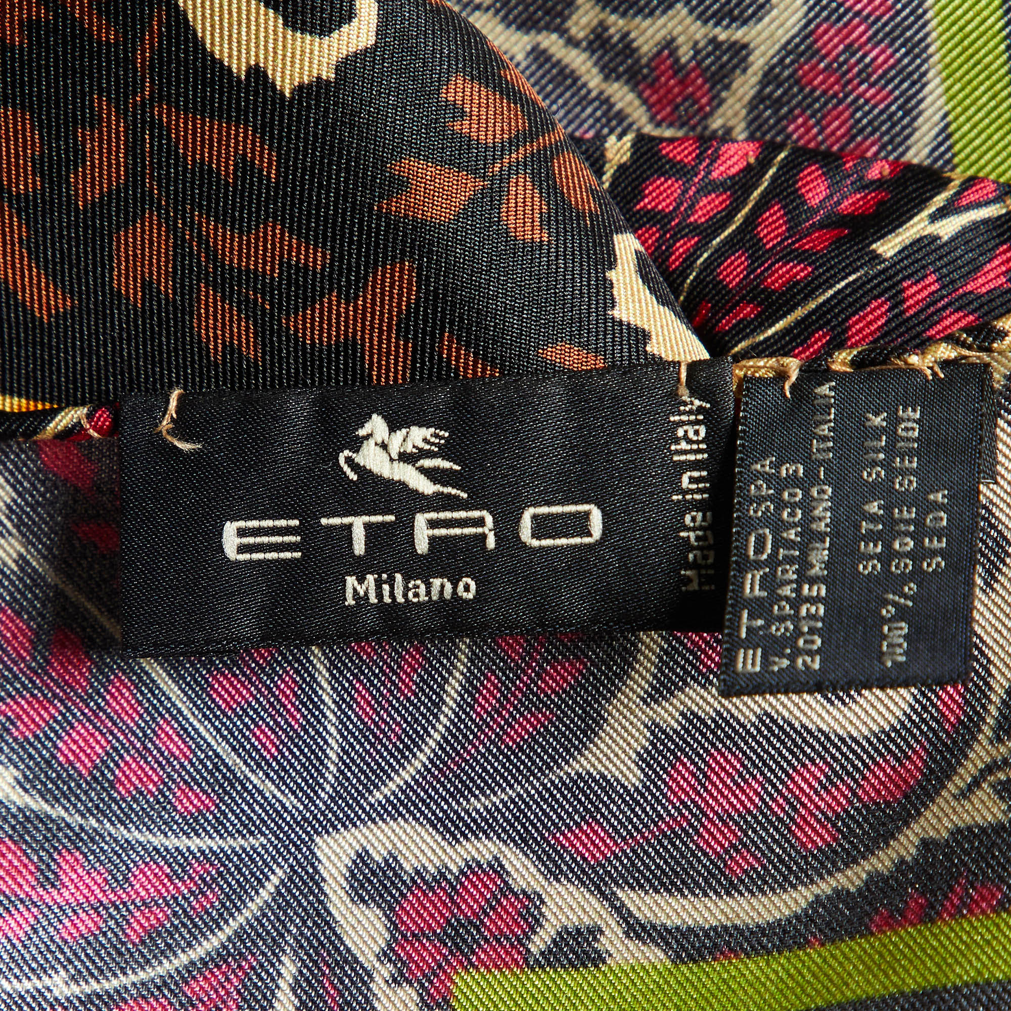 Etro Multicolor Printed Silk Pocket Square