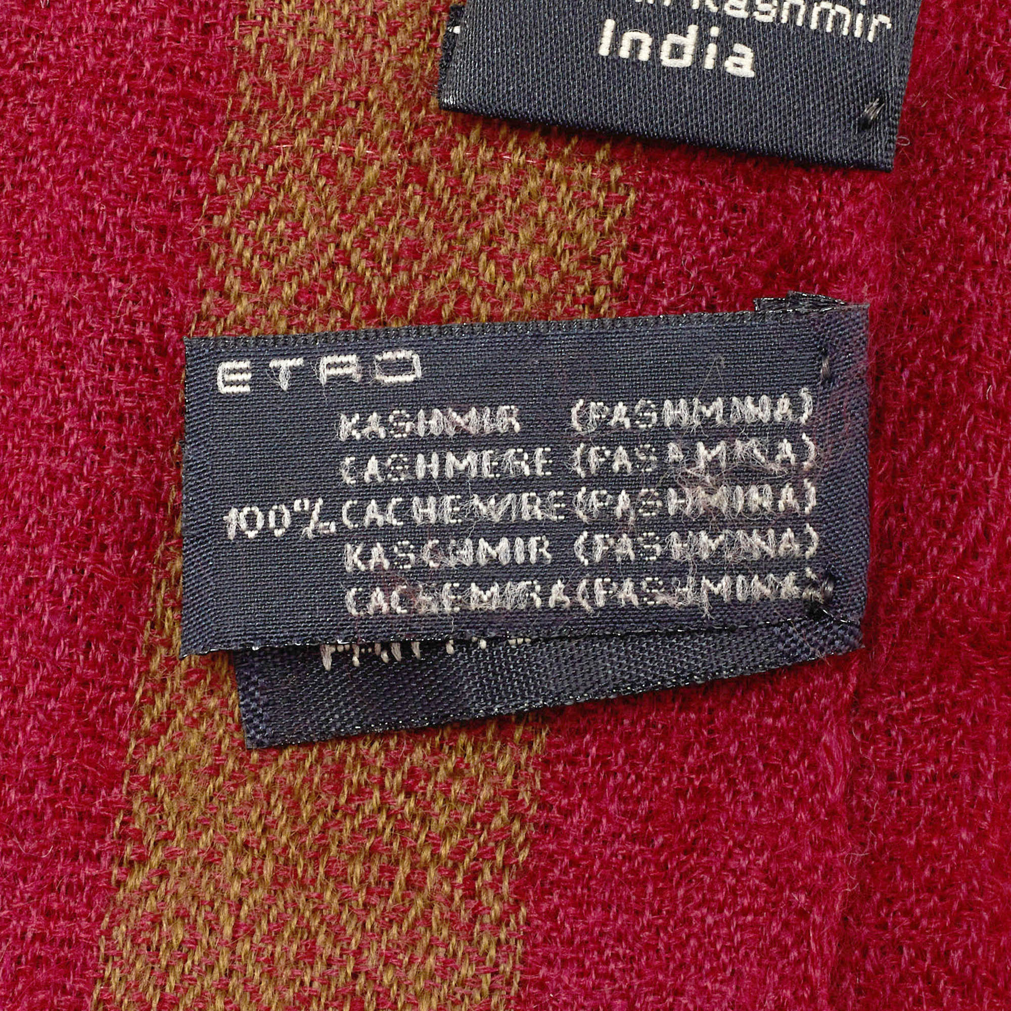 Etro Red Checked Cashmere Scarf