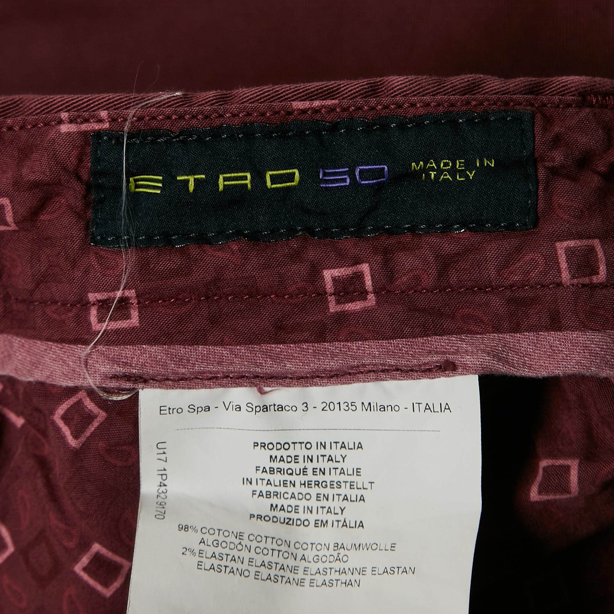 Etro Burgundy Cotton Shorts L