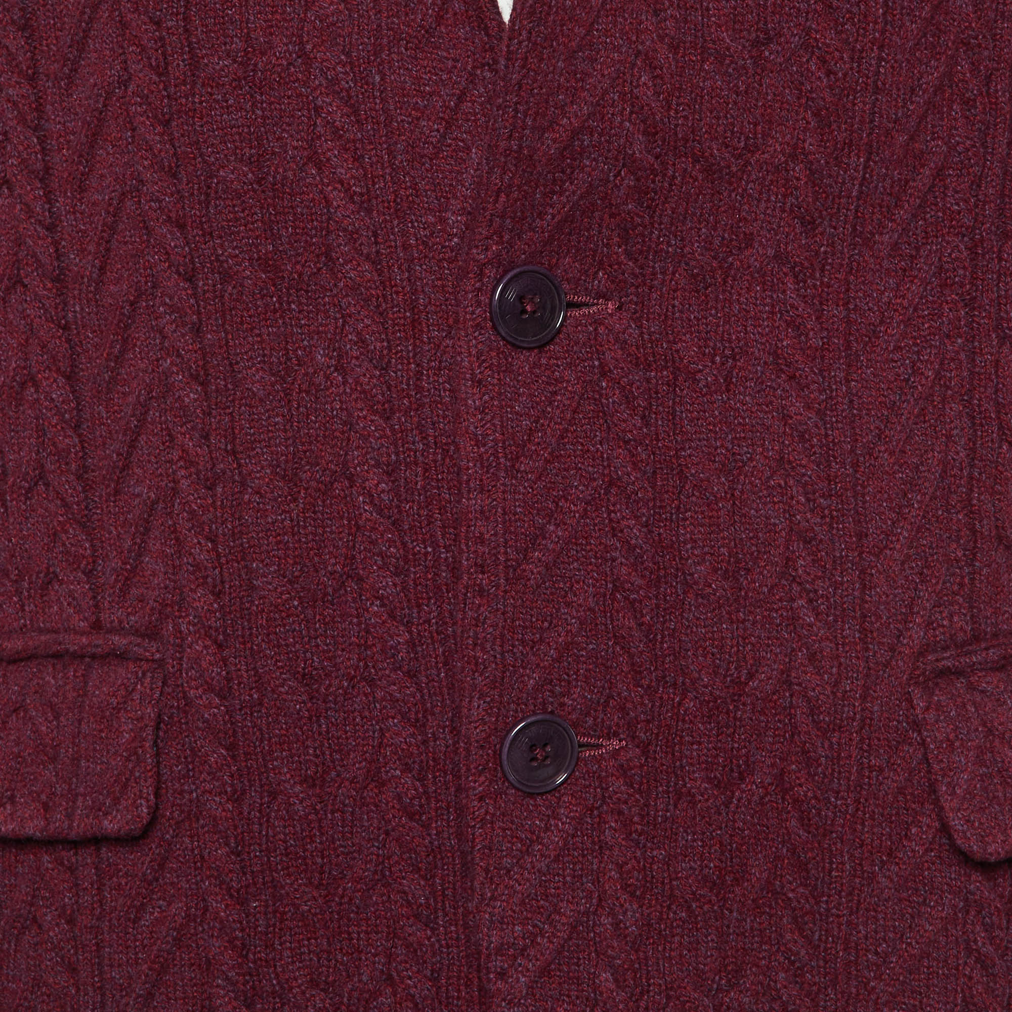 Etro Burgundy Cable Knit Button Front Jacket L