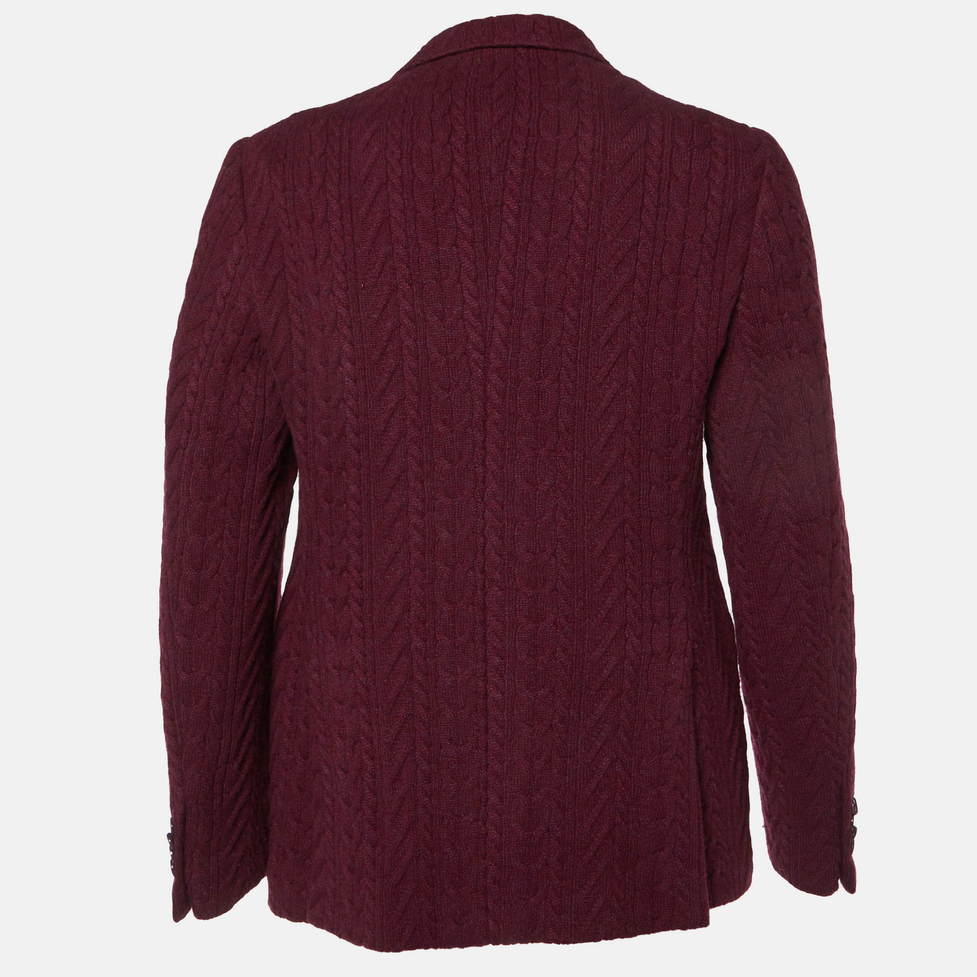 Etro Burgundy Cable Knit Button Front Jacket L