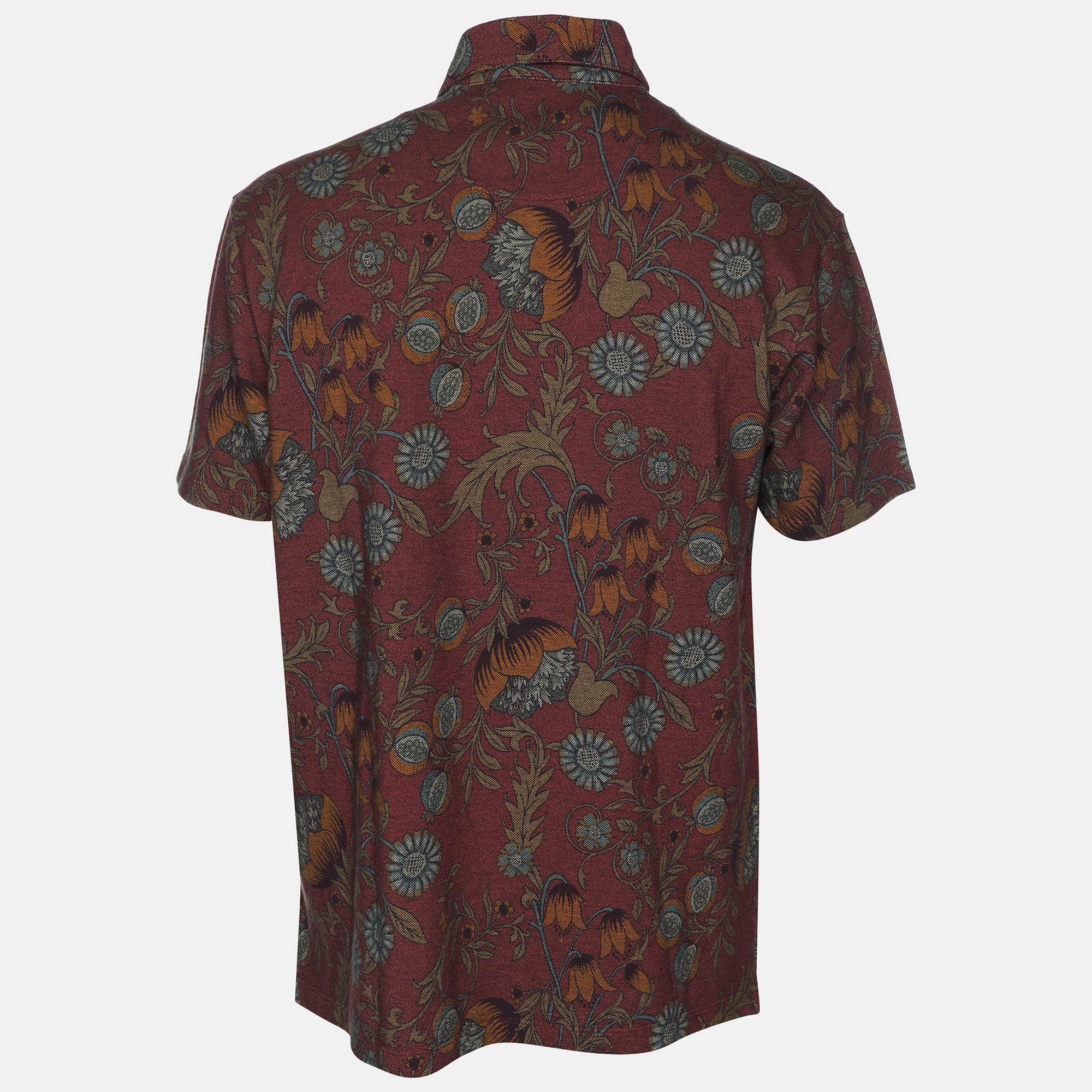 Etro Muticolor Floral Print Cotton Polo T-shirt M