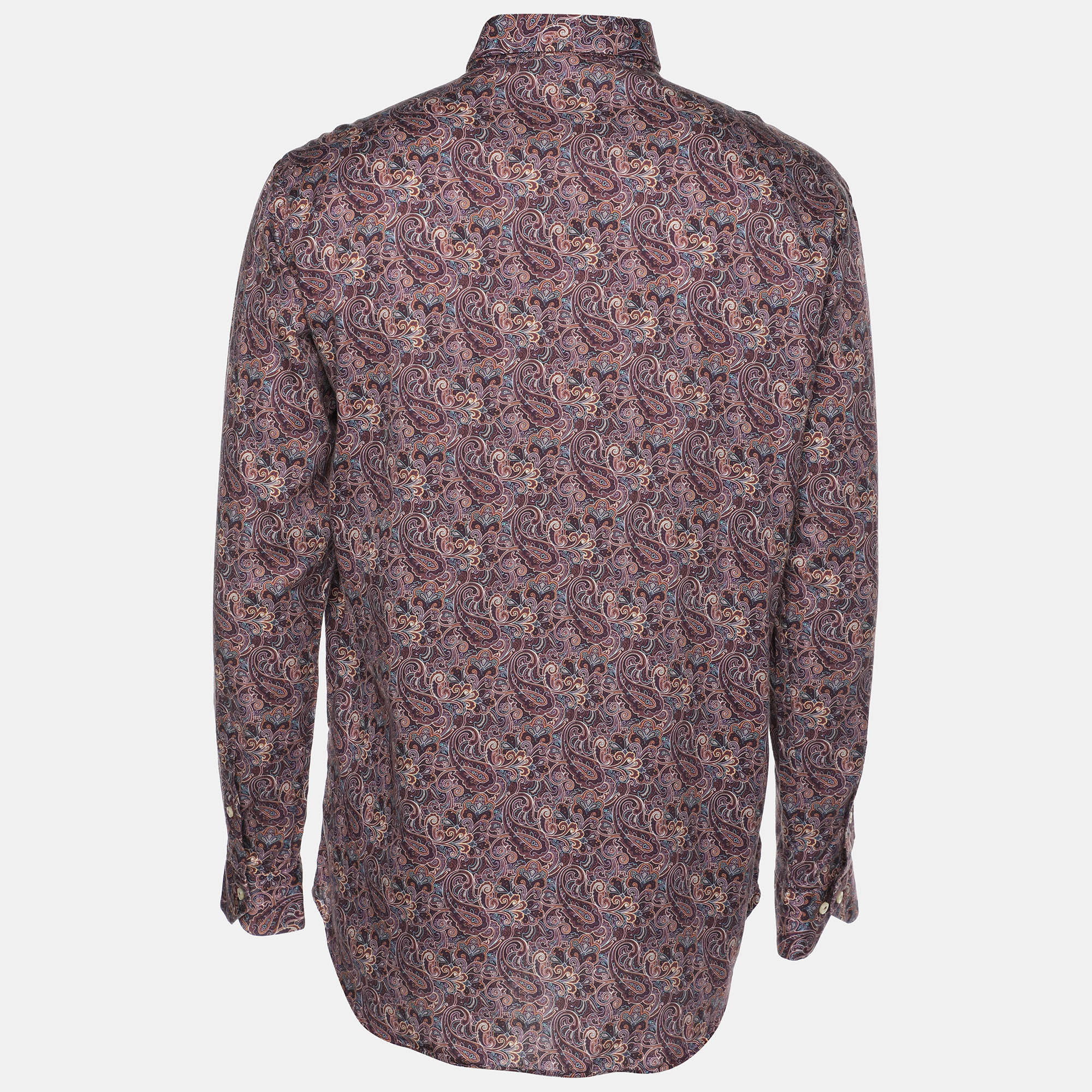 Etro Multicolor Print Cotton Blend Button Front Full Sleeve Shirt L