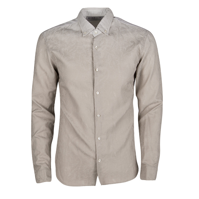 Image of Etro Beige Ombre Jacquard Long Sleeve Button Down Shirt L