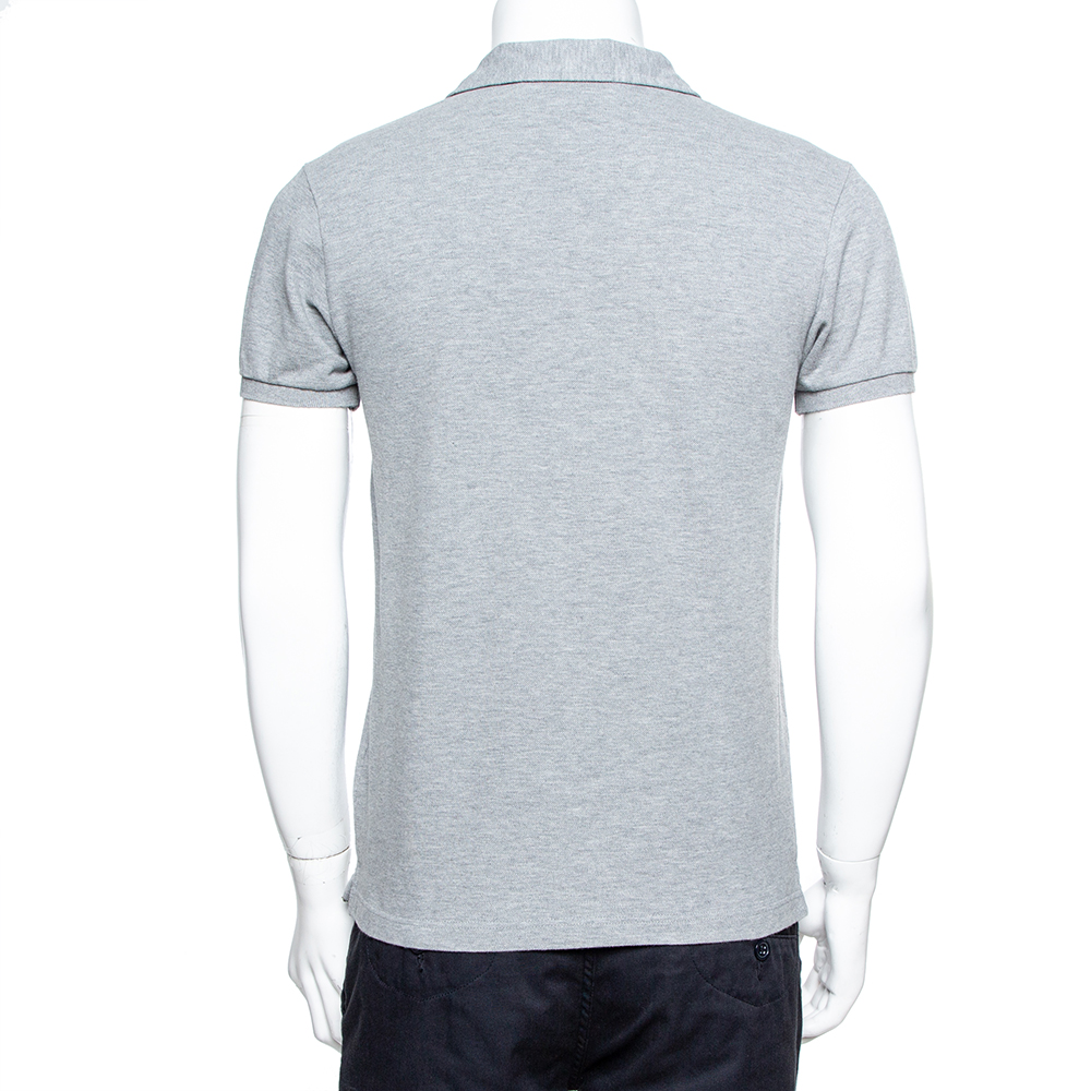 Etro Grey Cotton Logo Embroidered Polo T-Shirt S