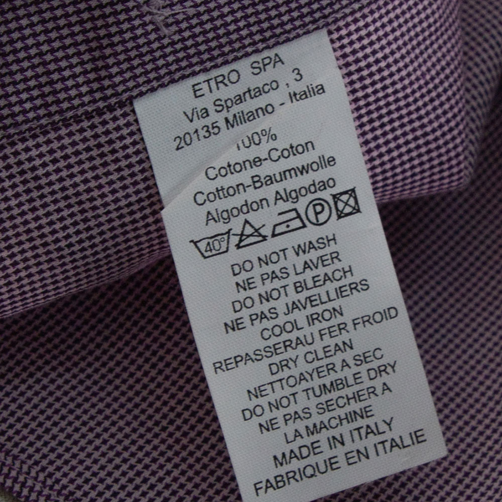 Etro Purple Houndstooth Pattern Cotton Long Sleeve Shirt M