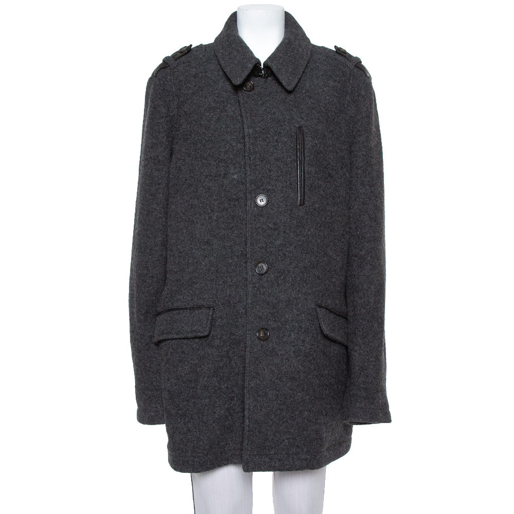 Etro dark grey wool mid-length coat xl