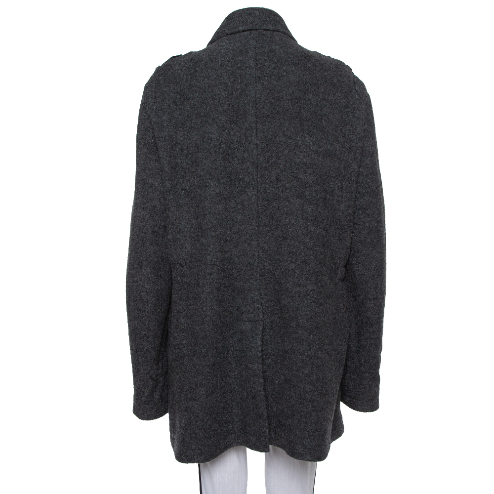 Etro Dark Grey Wool Mid-Length Coat XL