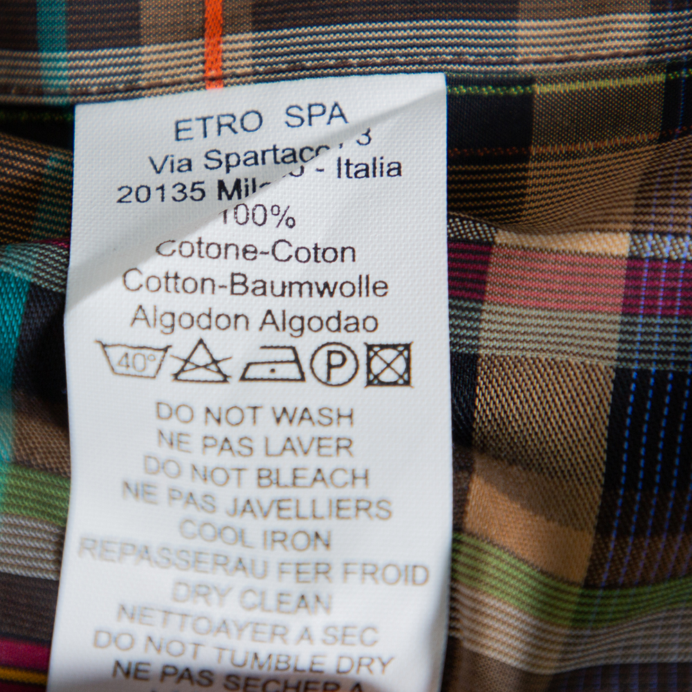 Etro Multicolor Cotton Button Front Shirt S