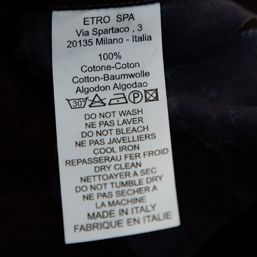 Etro Burgundy Printed Cotton Button Front Shirt M