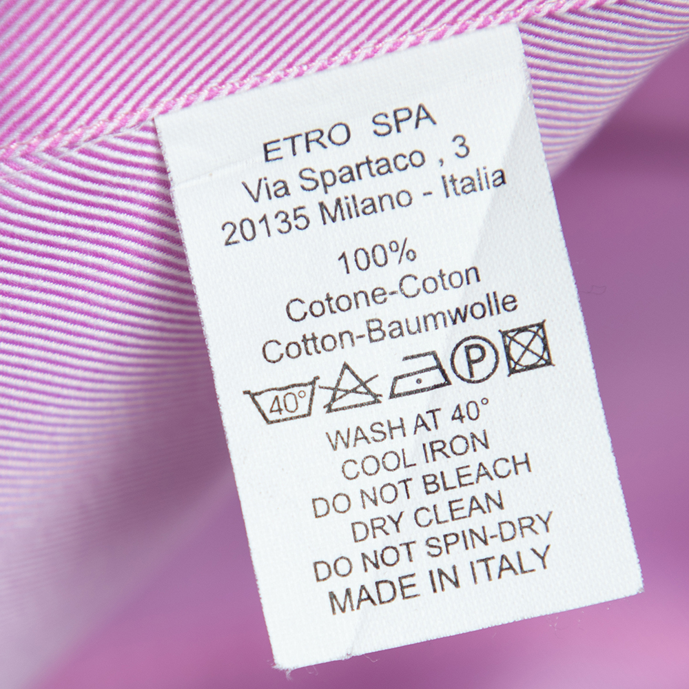 Etro Pink Cotton Contrast Detail Button Front Shirt 4XL