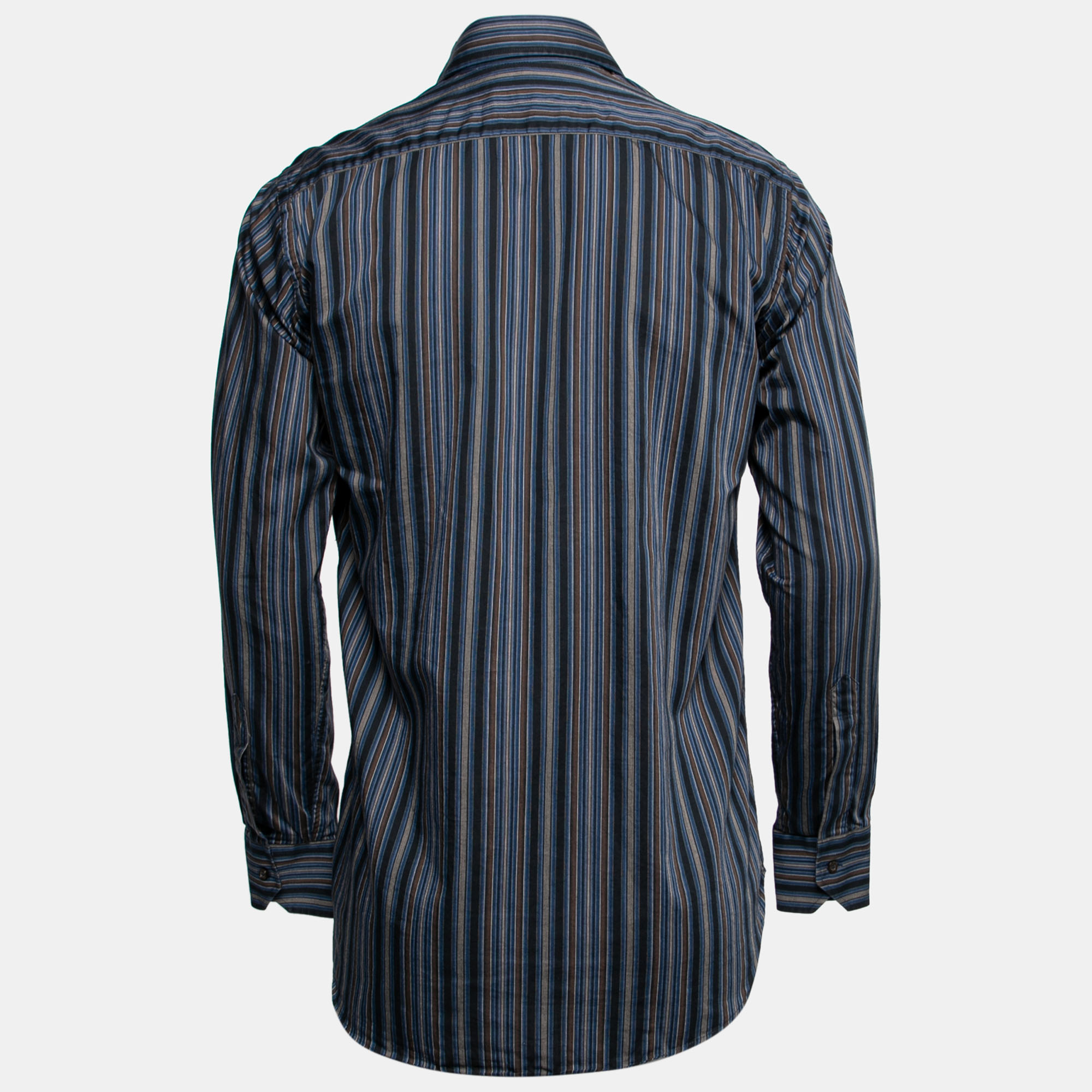 Etro Blue Striped Cotton Button Front Shirt S