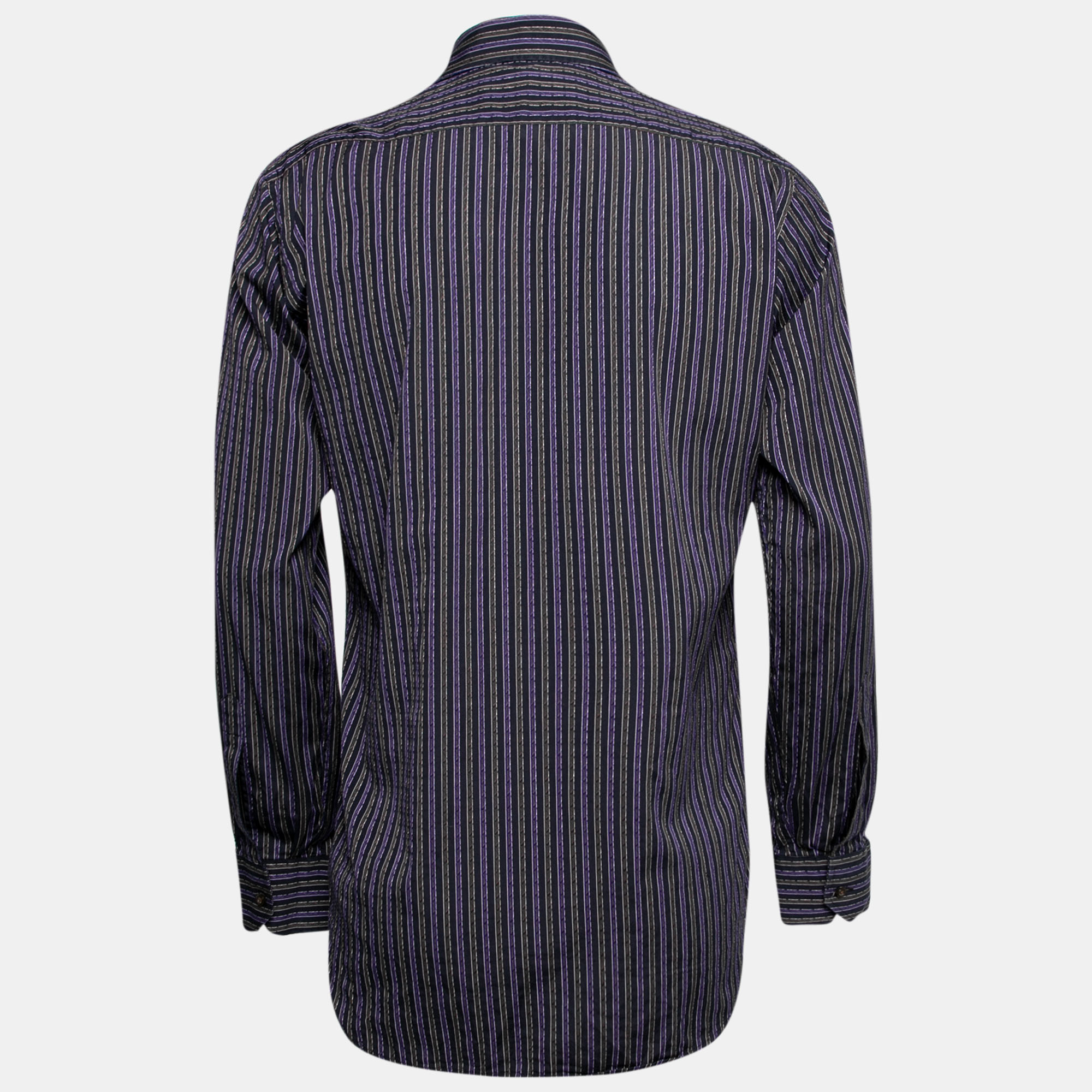 Etro Purple Striped Cotton Button Front Shirt S