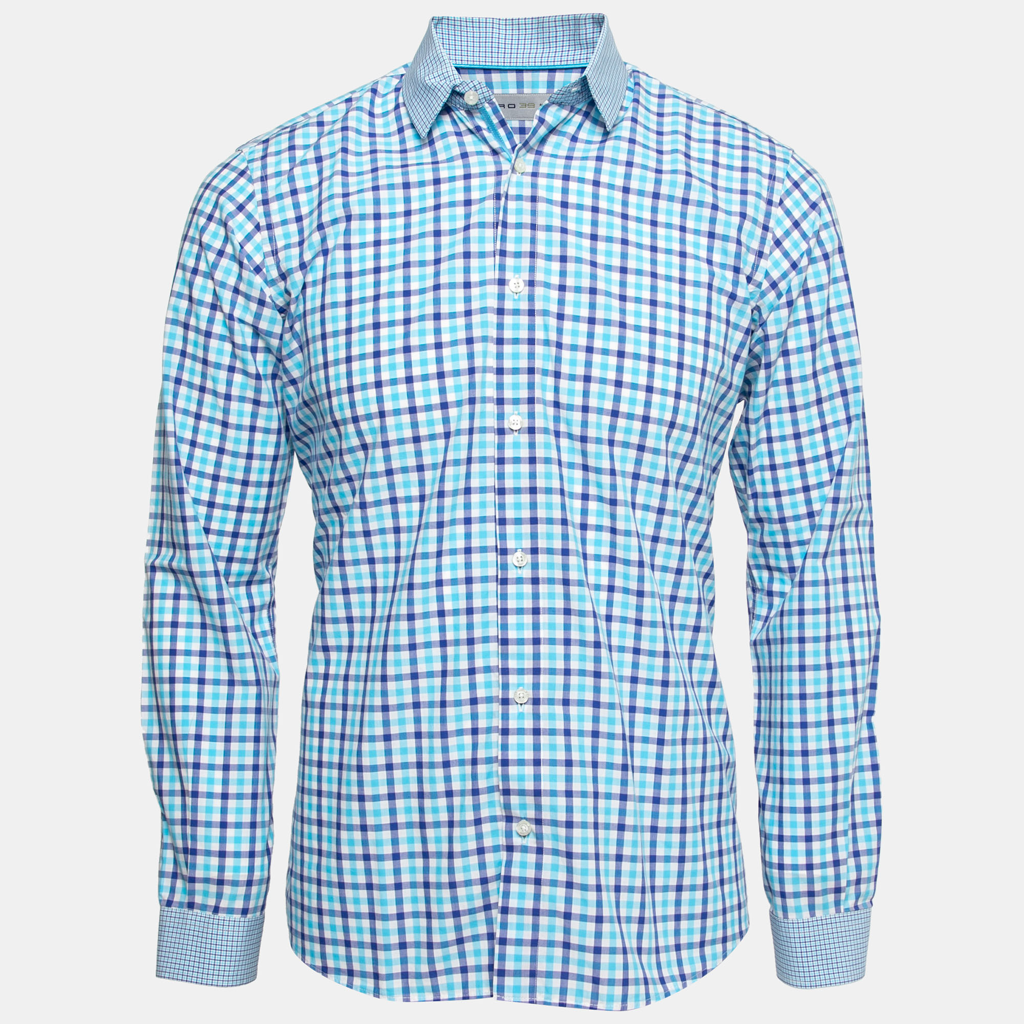 Etro Blue Checked Cotton Button Front Shirt M