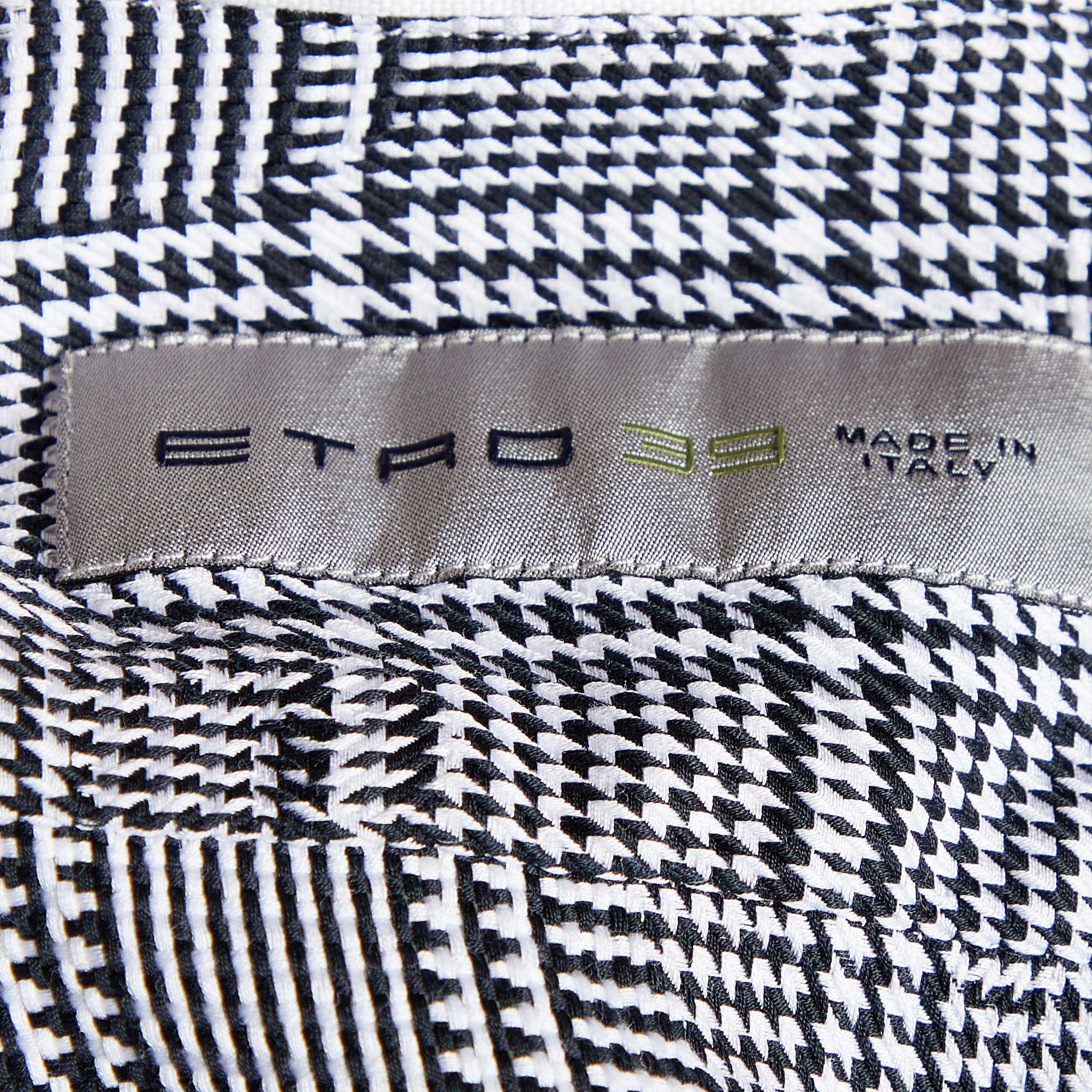 Etro Monochrome Checkered Jacquard Cotton Button Front Shirt M