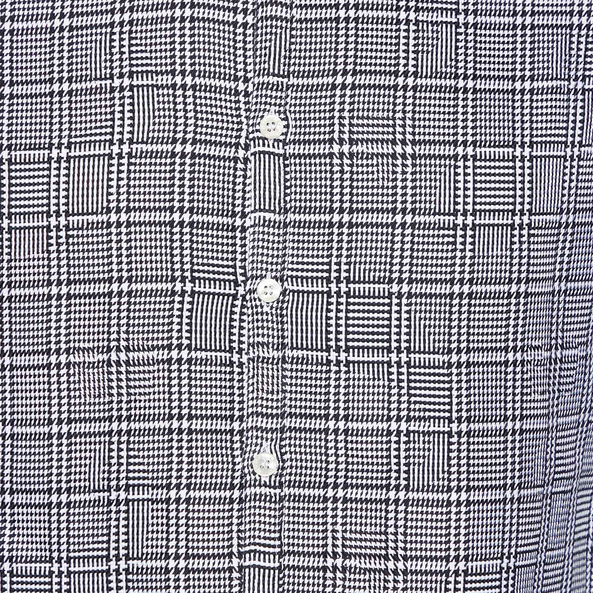 Etro Monochrome Checkered Jacquard Cotton Button Front Shirt M
