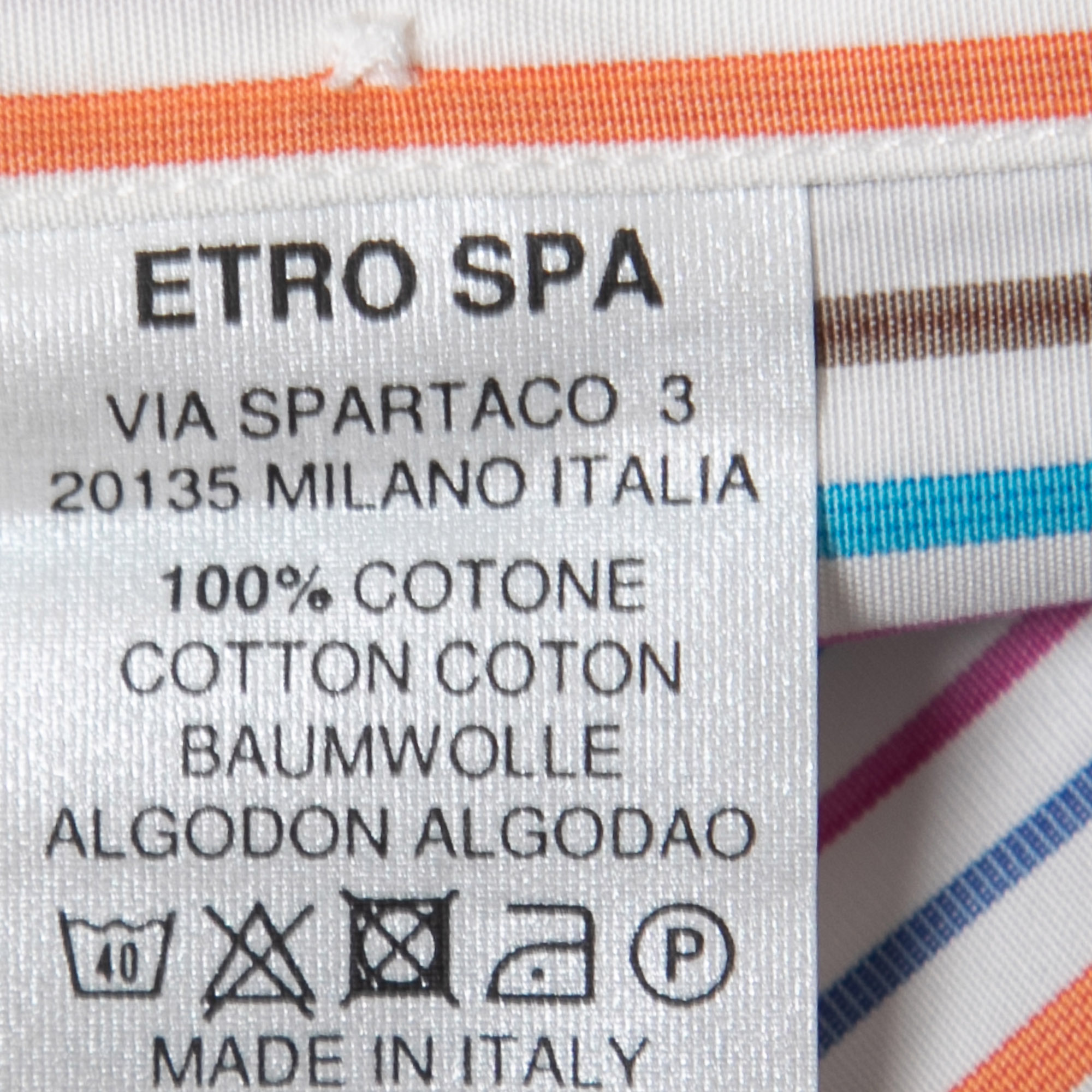 Etro Blue Multicolor Striped Cotton Button Front Shirt L