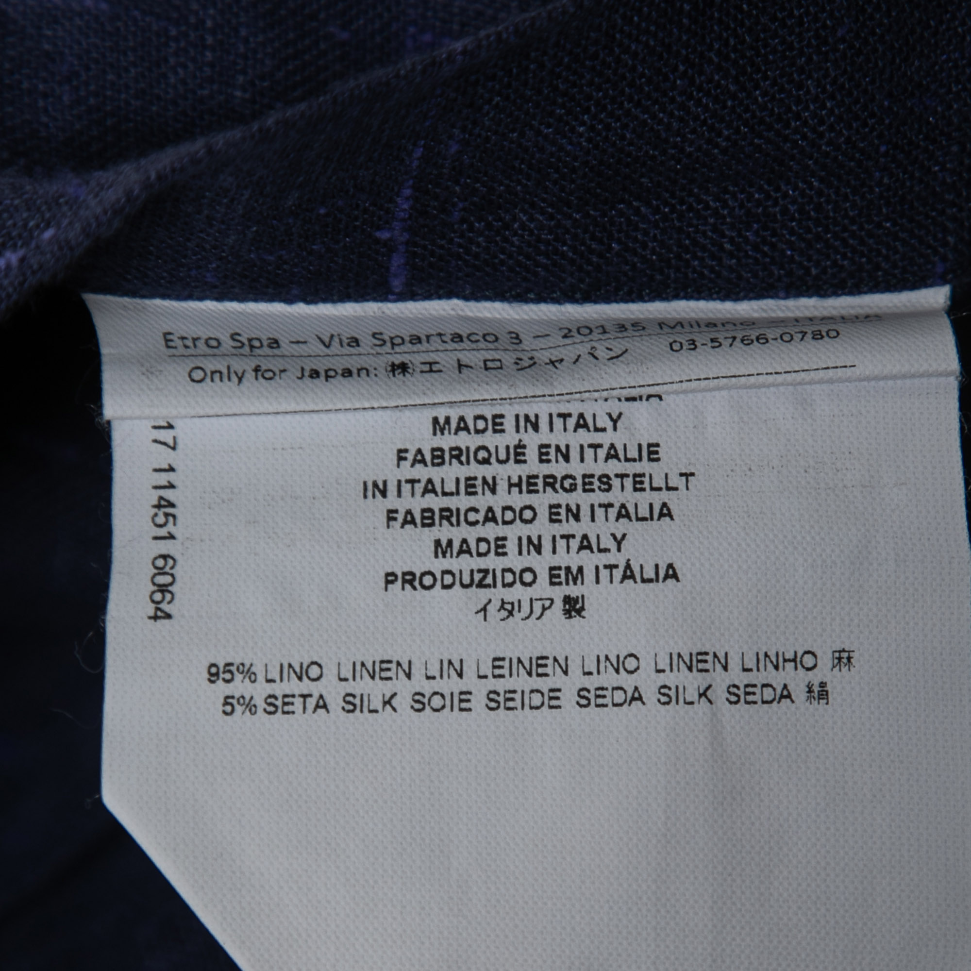 Etro Navy Blue Linen Full Sleeve Shirt XL