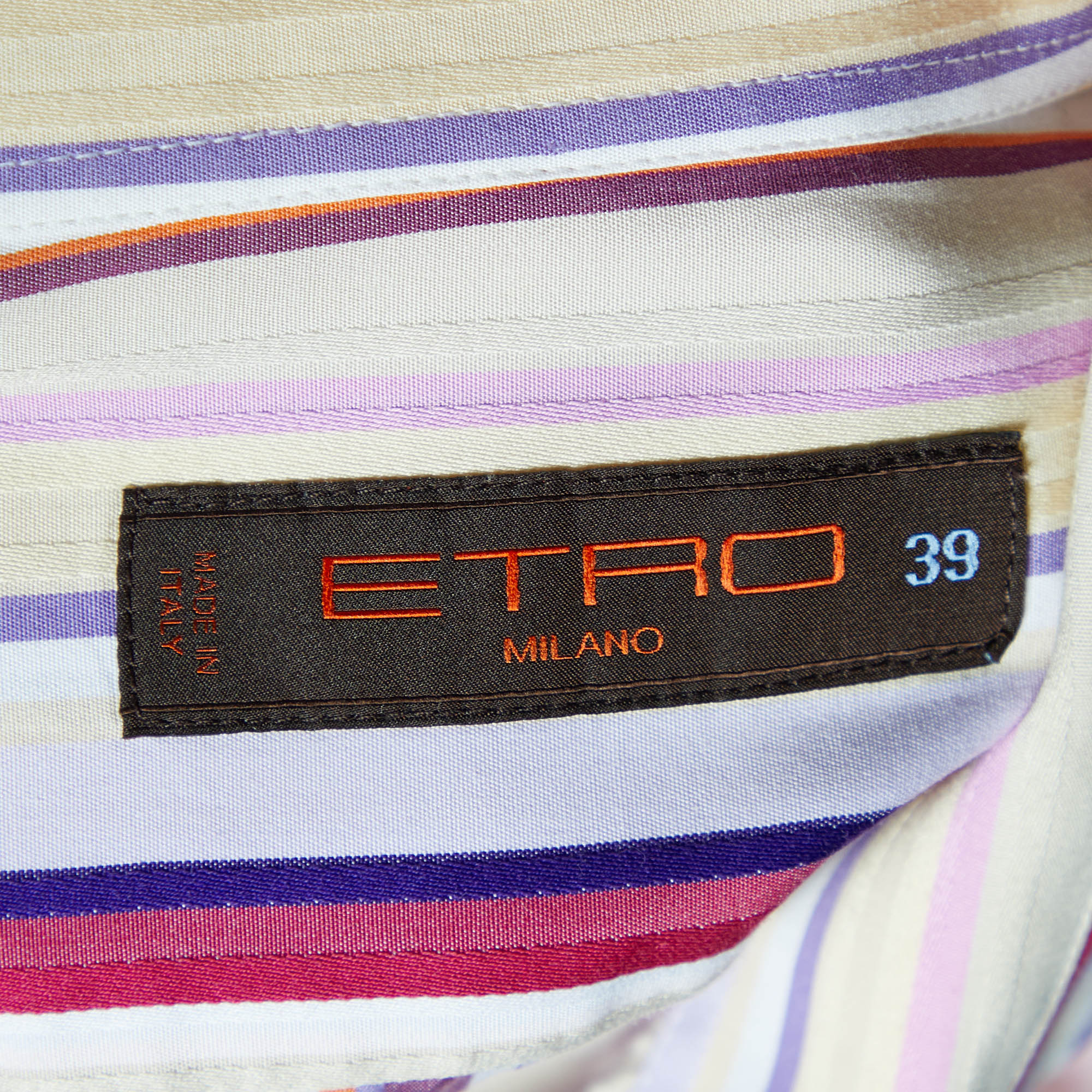 Etro Multicolor Printed Cotton Striped Button Front Shirt M