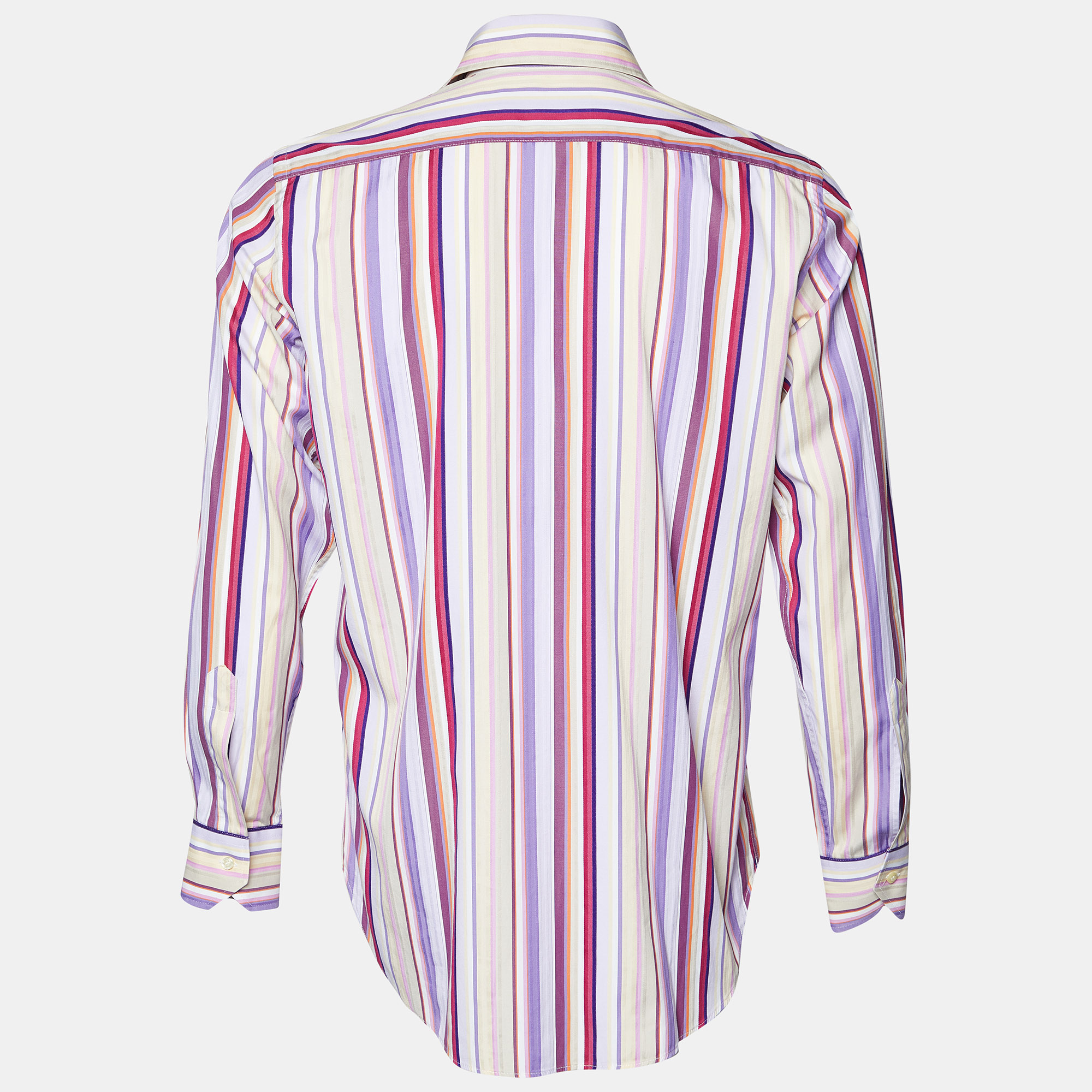 Etro Multicolor Printed Cotton Striped Button Front Shirt M