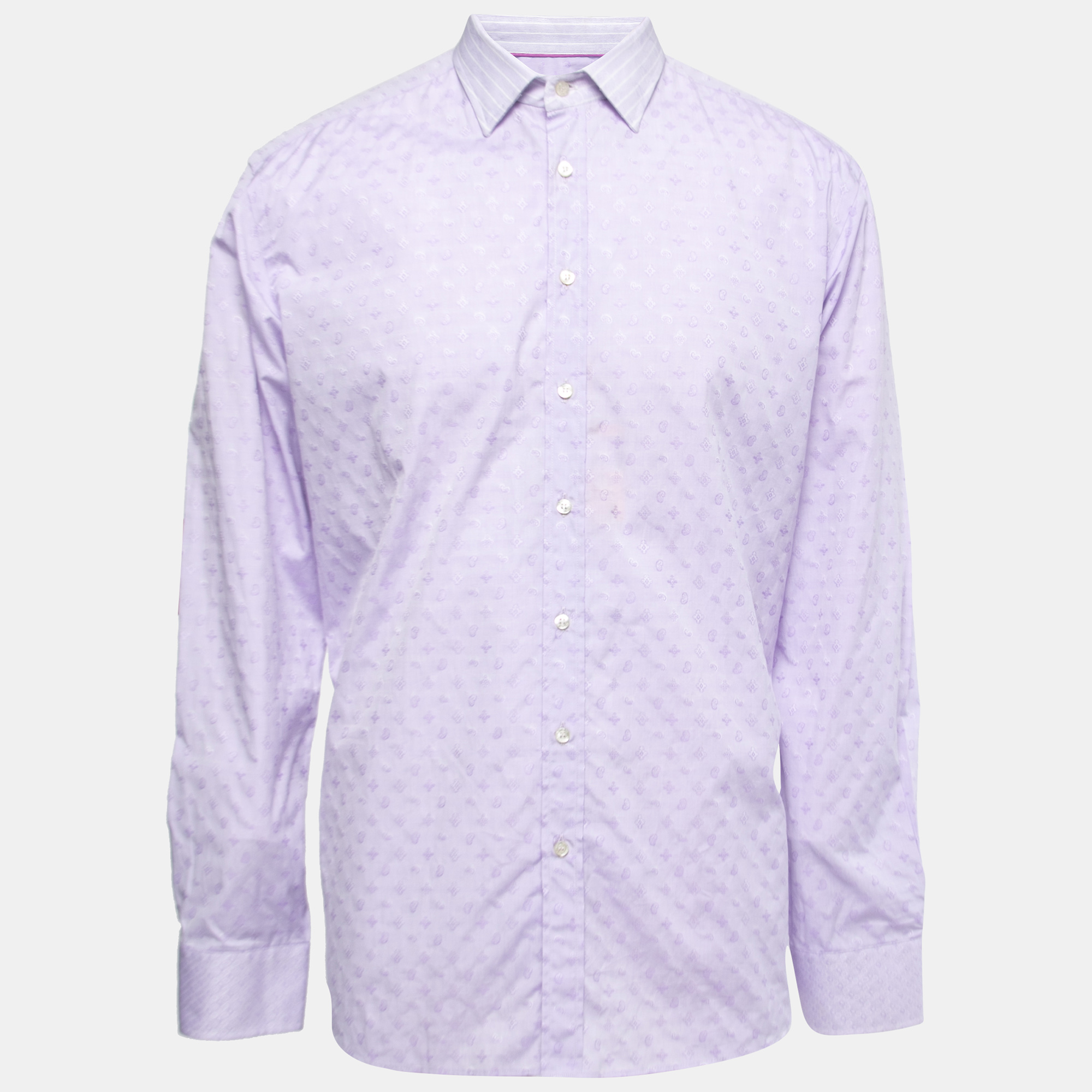Etro Purple Patterned Cotton Button Front Full Sleeve Shirt XS