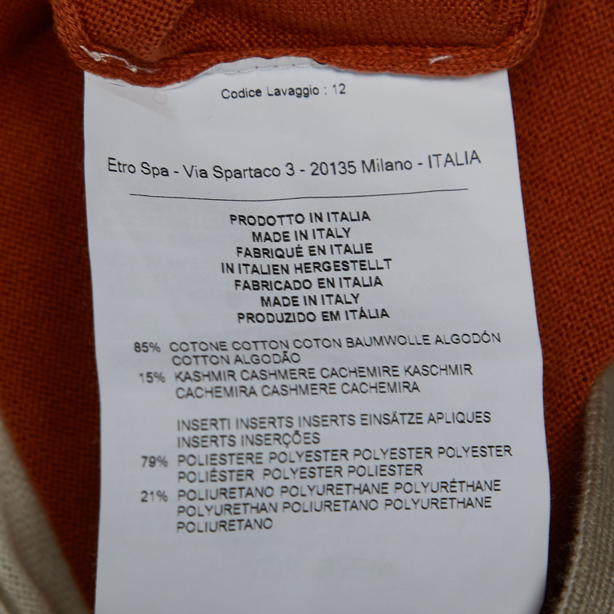 Etro Orange Faux Suede Panel Detail Button Front Cardigan XXL