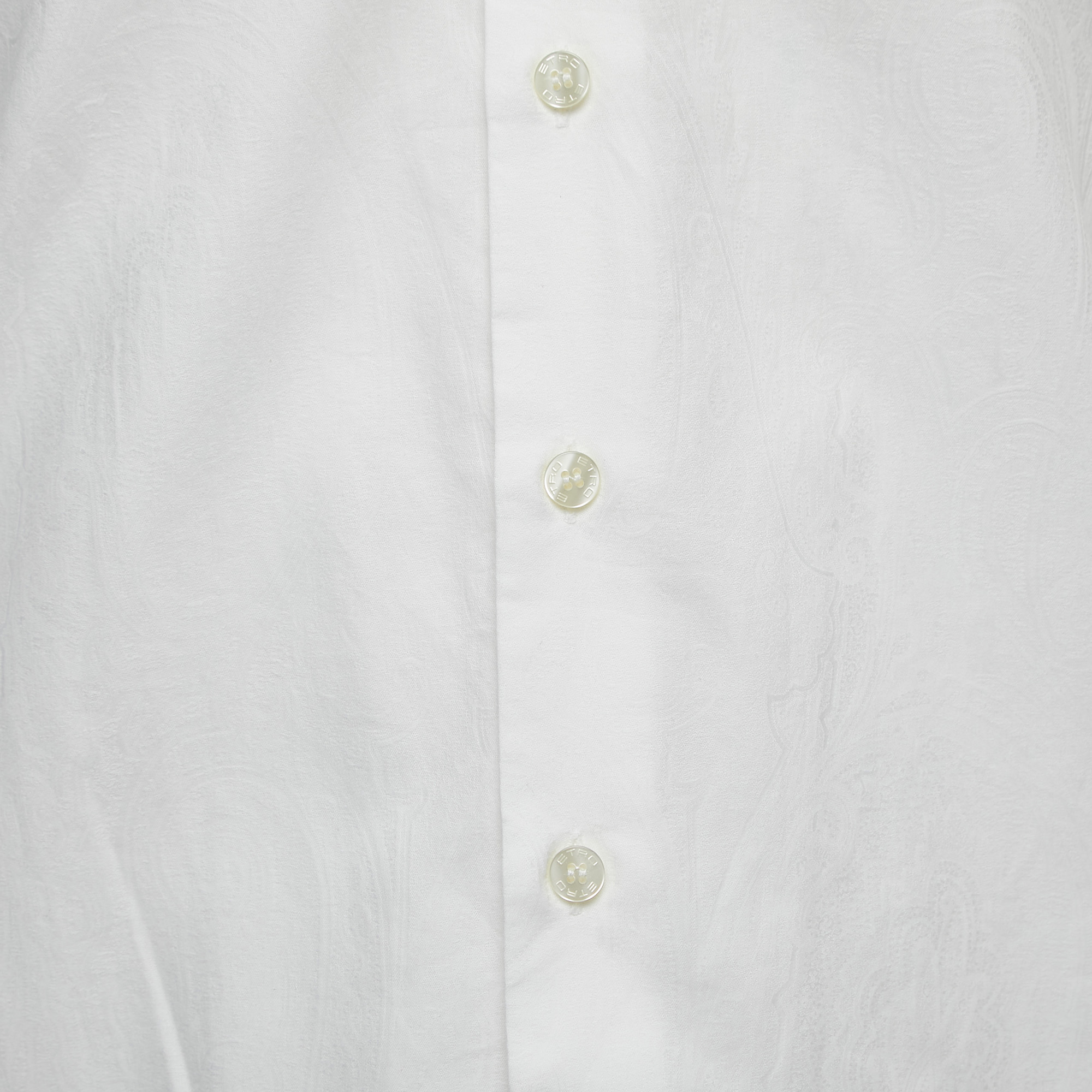 Etro White Patterned Cotton Button Front Full Sleeve Shirt M
