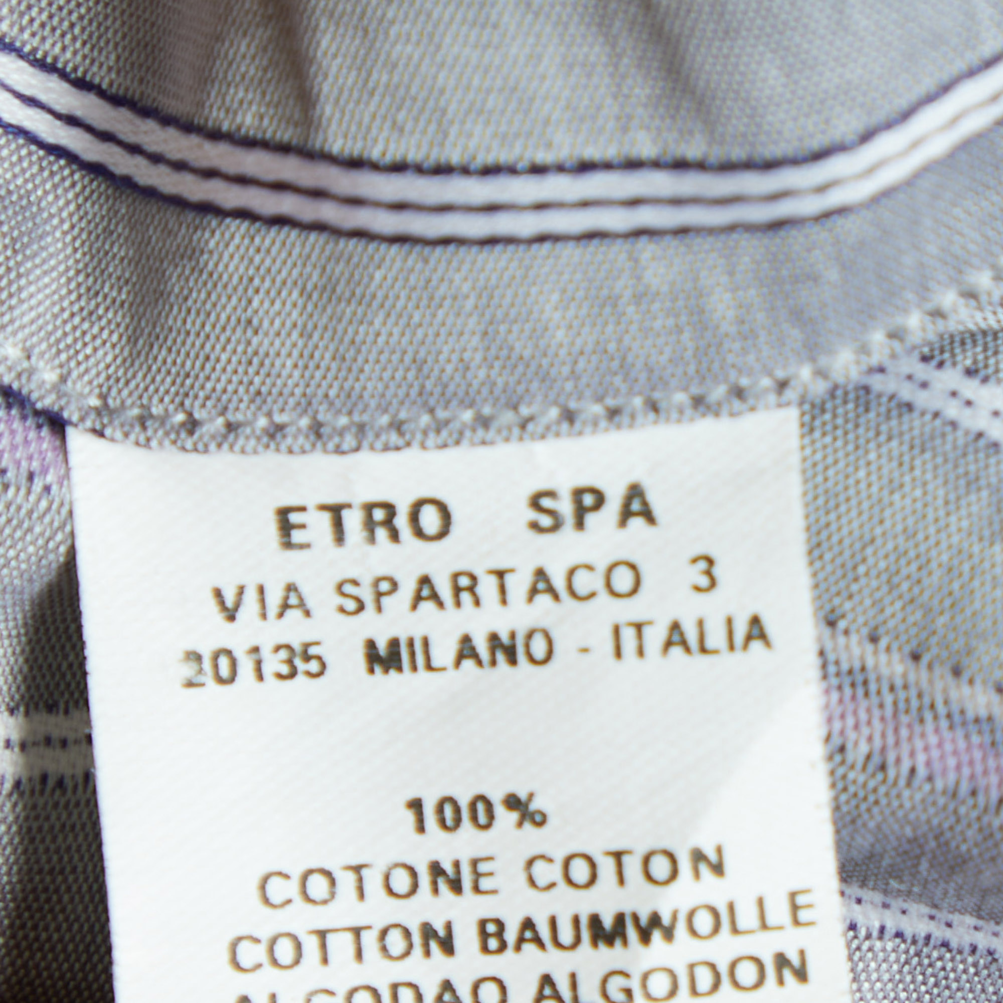 Etro Grey & Purple Striped Cotton Button Front Shirt S