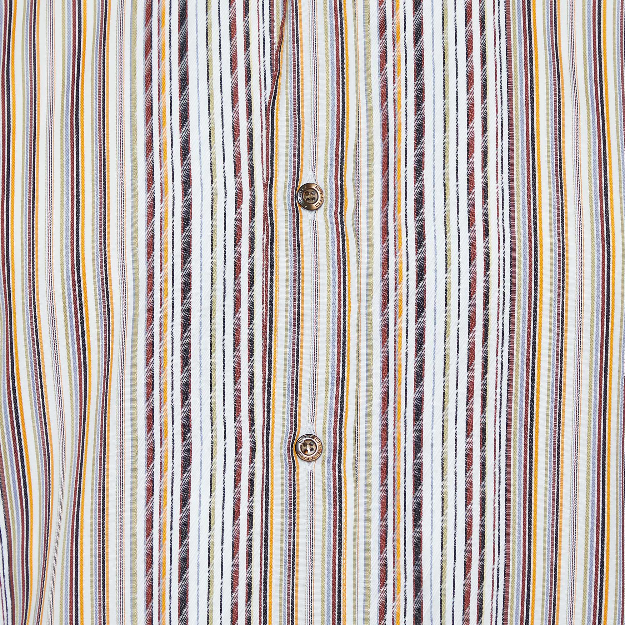 Etro Multicolor Striped Cotton Button Front Shirt S