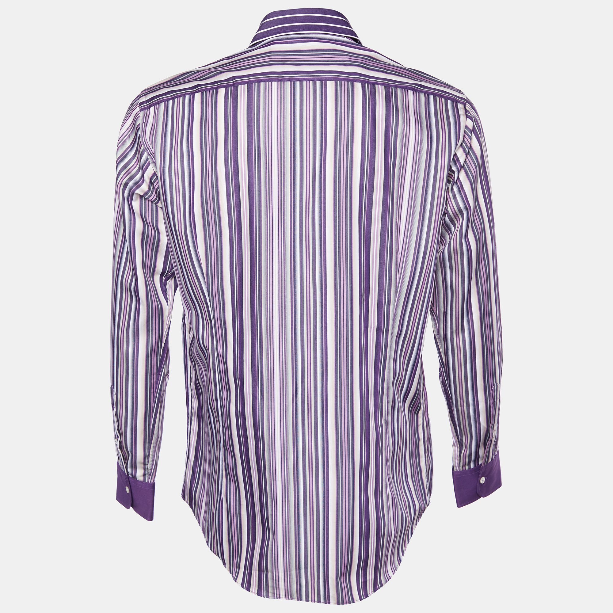 Etro Purple Striped Cotton Button Front Shirt L