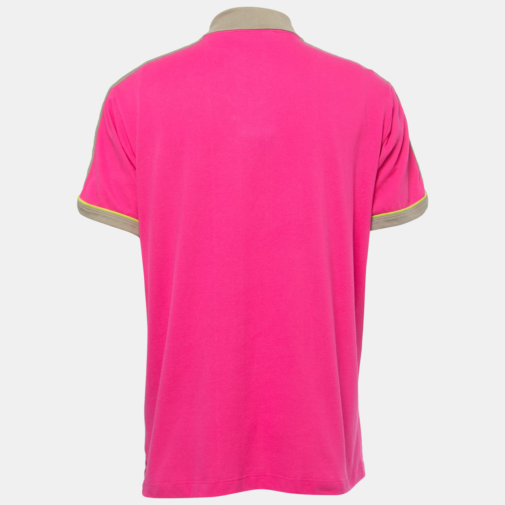 

Etro Pink Cotton Pique Logo Embroidered Contrast Trim Polo T-Shirt 3XL