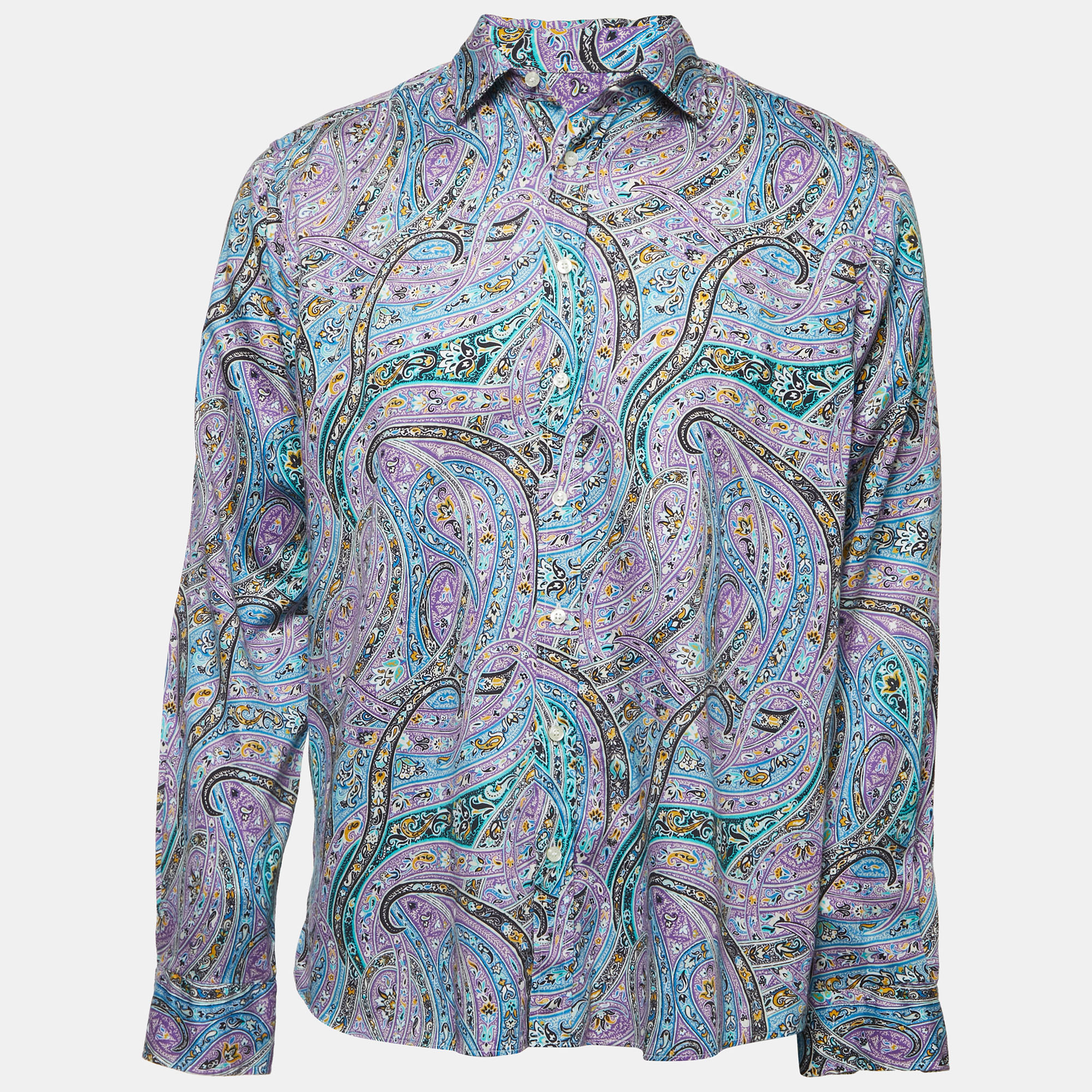 Etro Multicolor Paisley Print Cotton Button Front Full Sleeve Shirt L