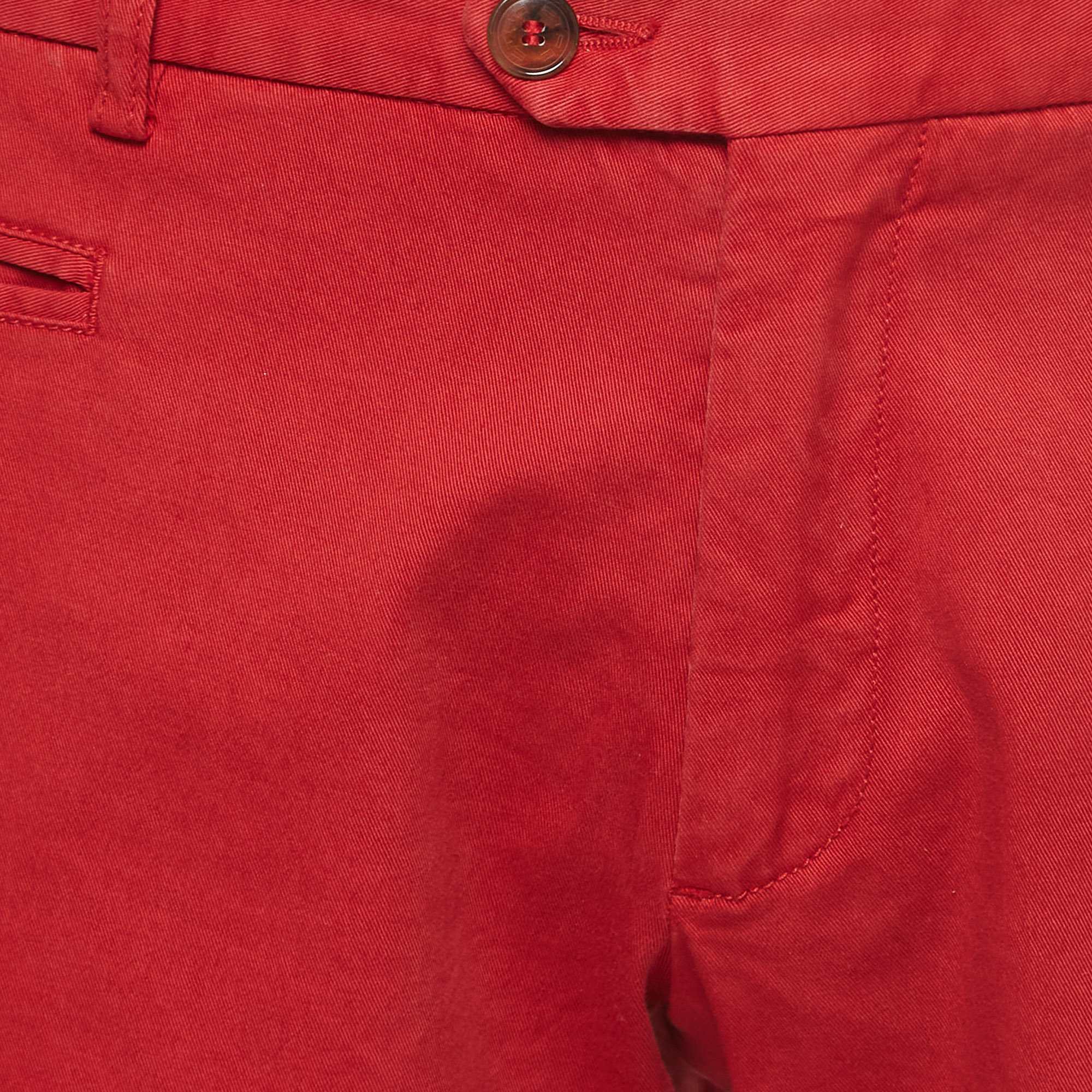Etro Red Cotton Slim Fit Trousers XL