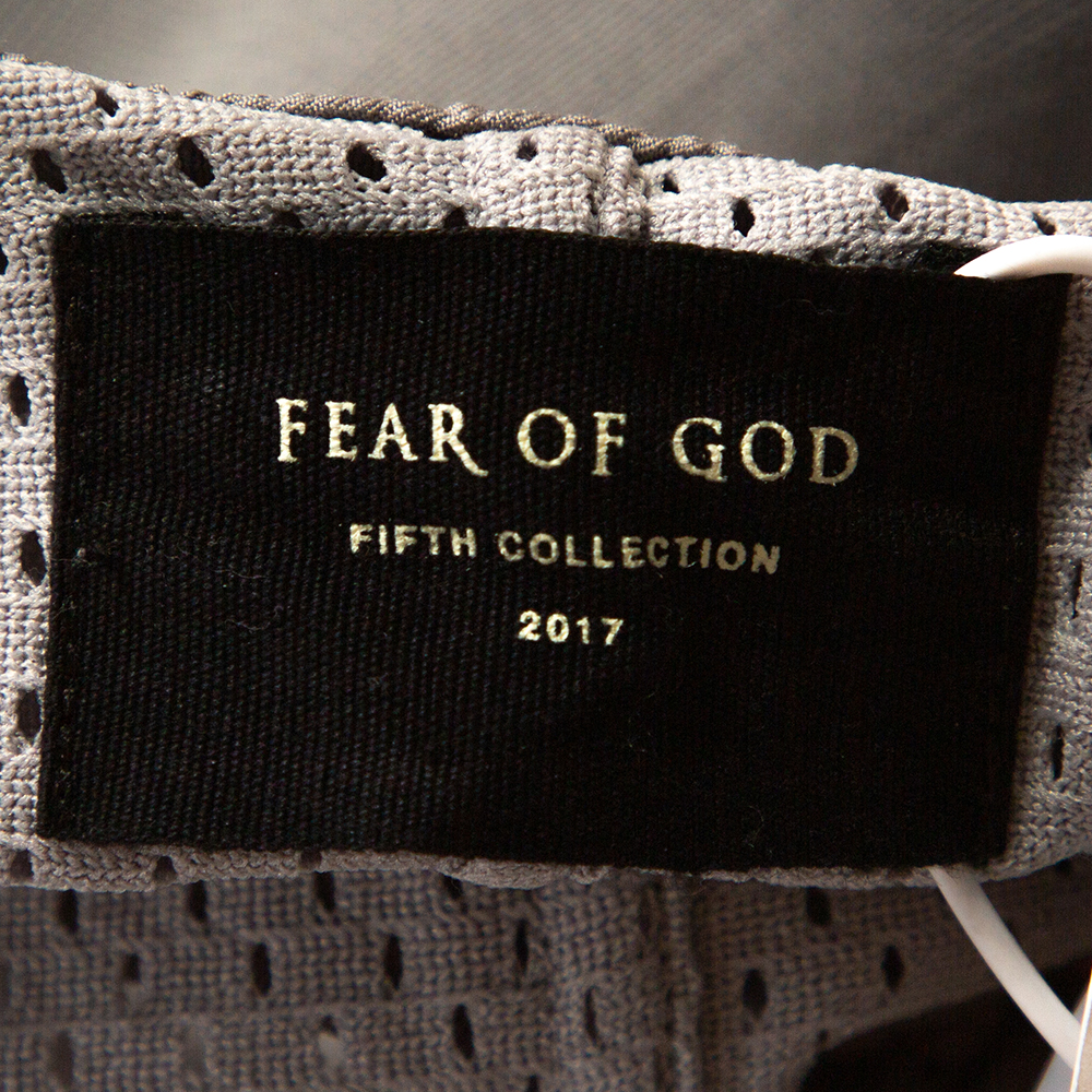 Fear Of God Fifth Collection Grey Perforated Knit Long Sleeve T Shirt S