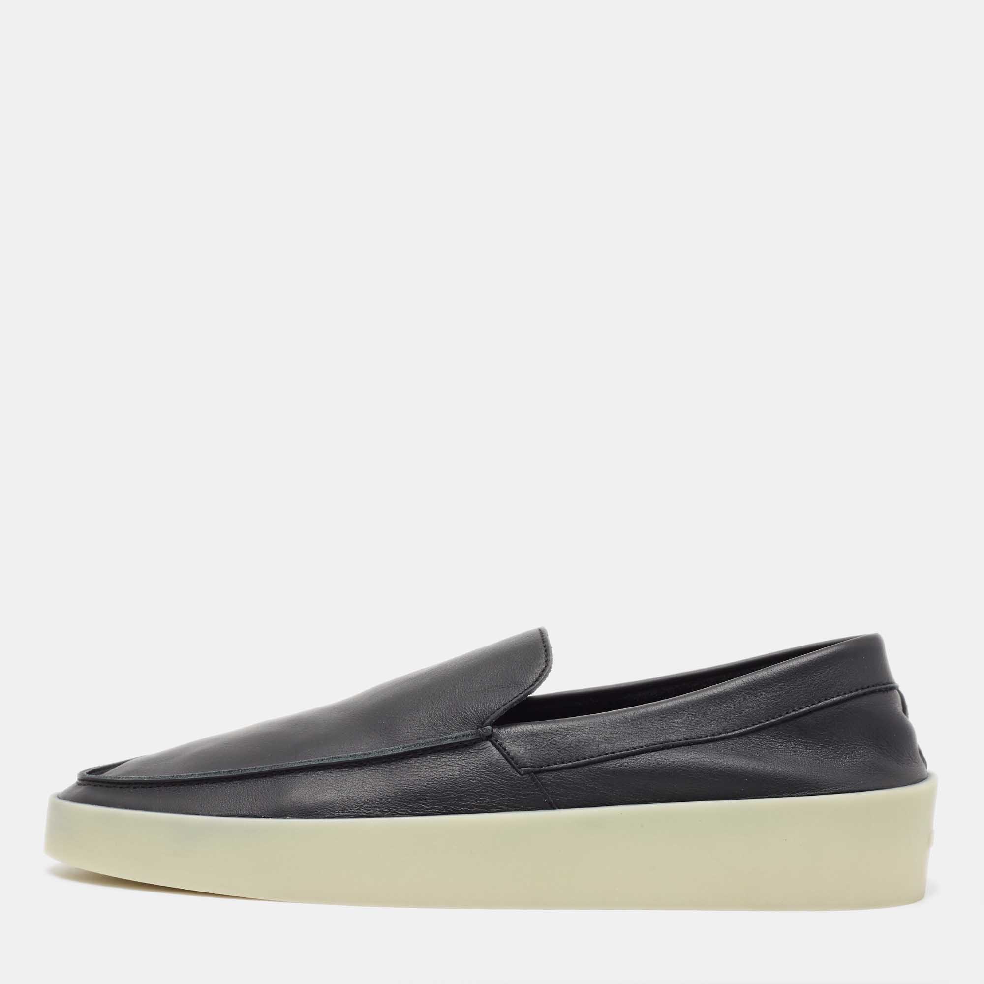 Fear Of God Black Leather Slip On Sneakers Size 46