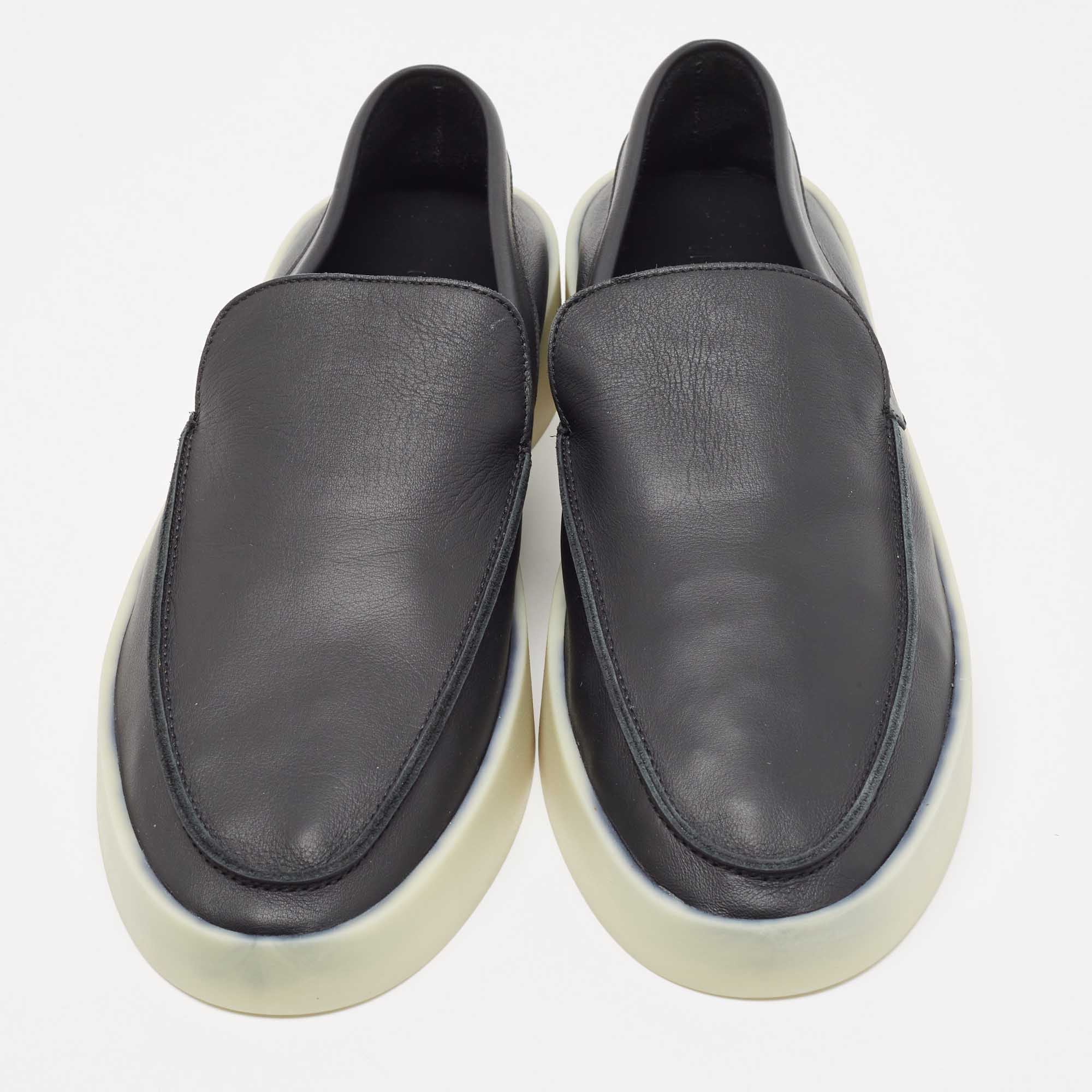 Fear Of God Black Leather Slip On Sneakers Size 46