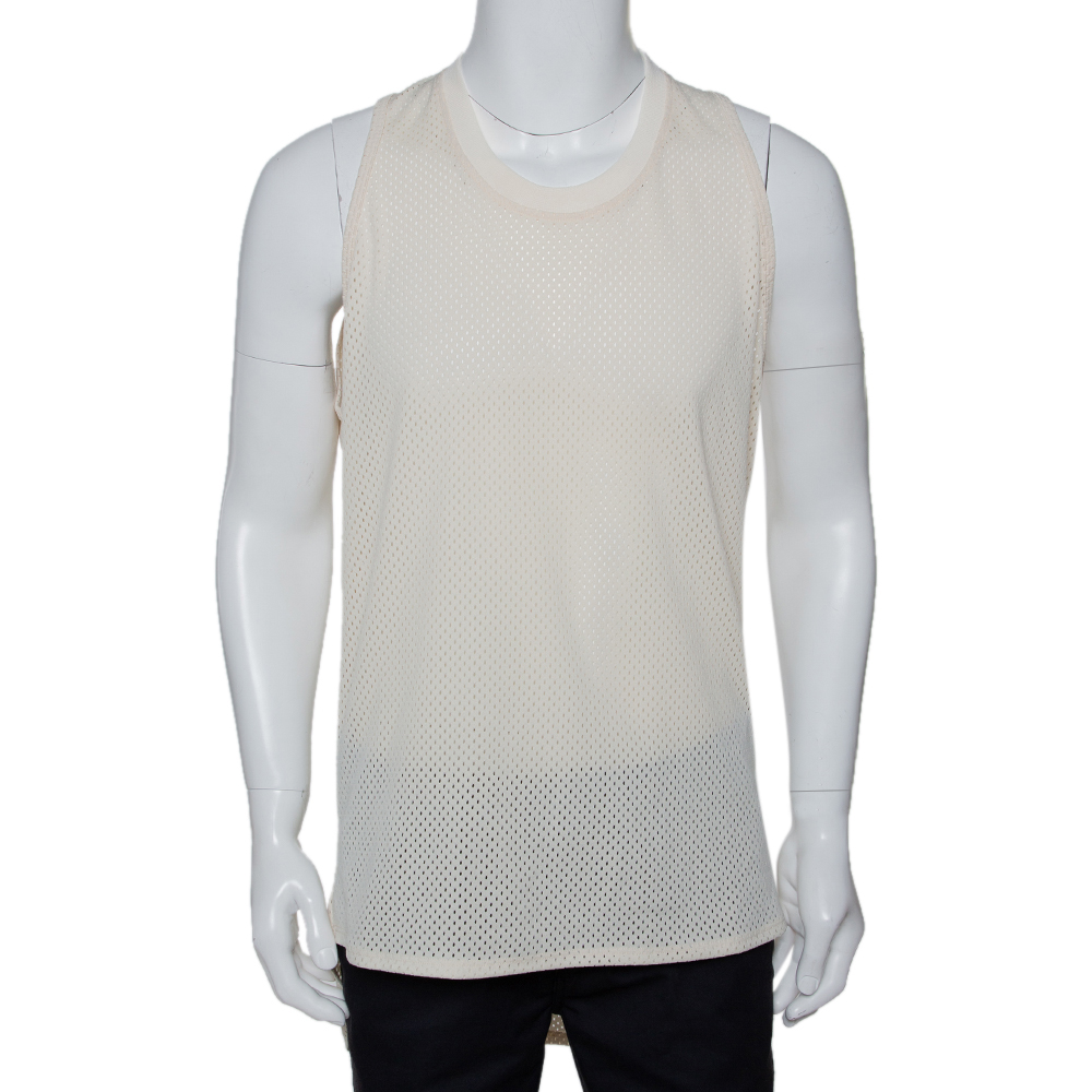 Image of Fear of God Fifth Collection Cream Perforated Knit Sleeveless T Shirt S