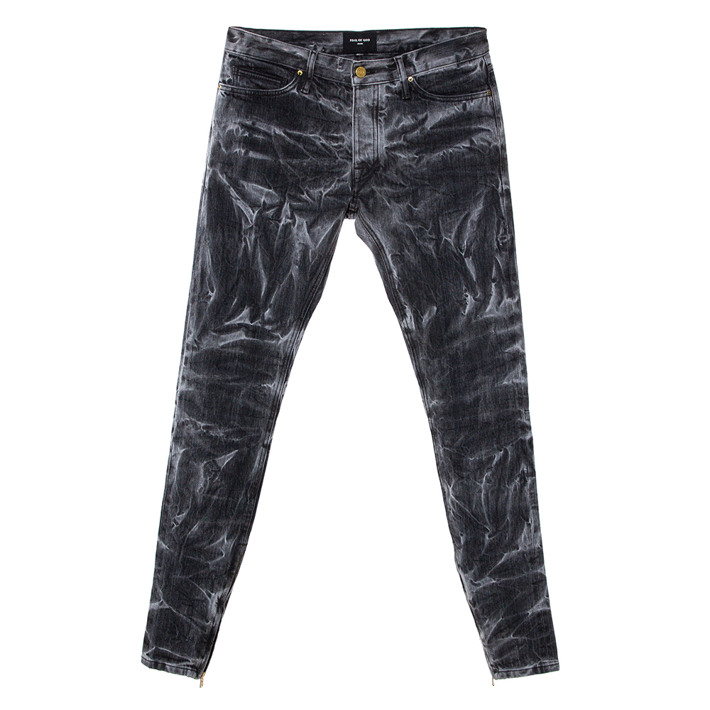 Image of Fear Of God Black Holy Water Denim Slim Fit Selvedge Jeans M